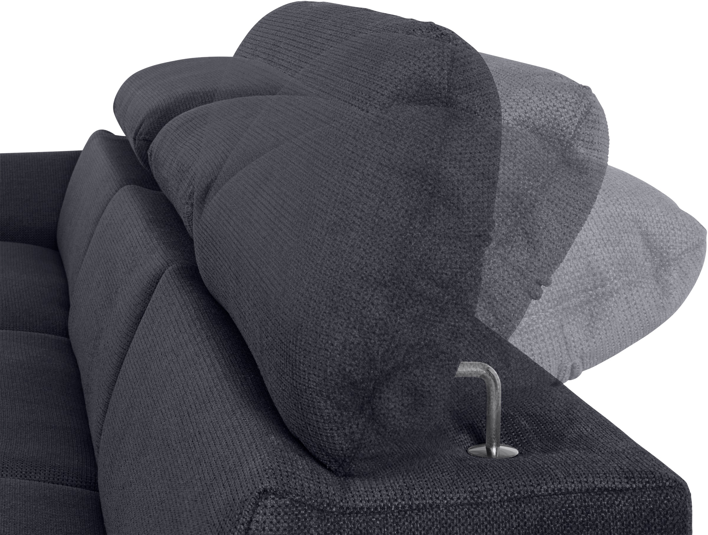 COTTA Ecksofa »Lola L-Form mit Kopfteilfunktion & Hocker«, (Set, mit Hocker), wahlweise mit Bettfunktion, Bettkasten & Armteilverstellung