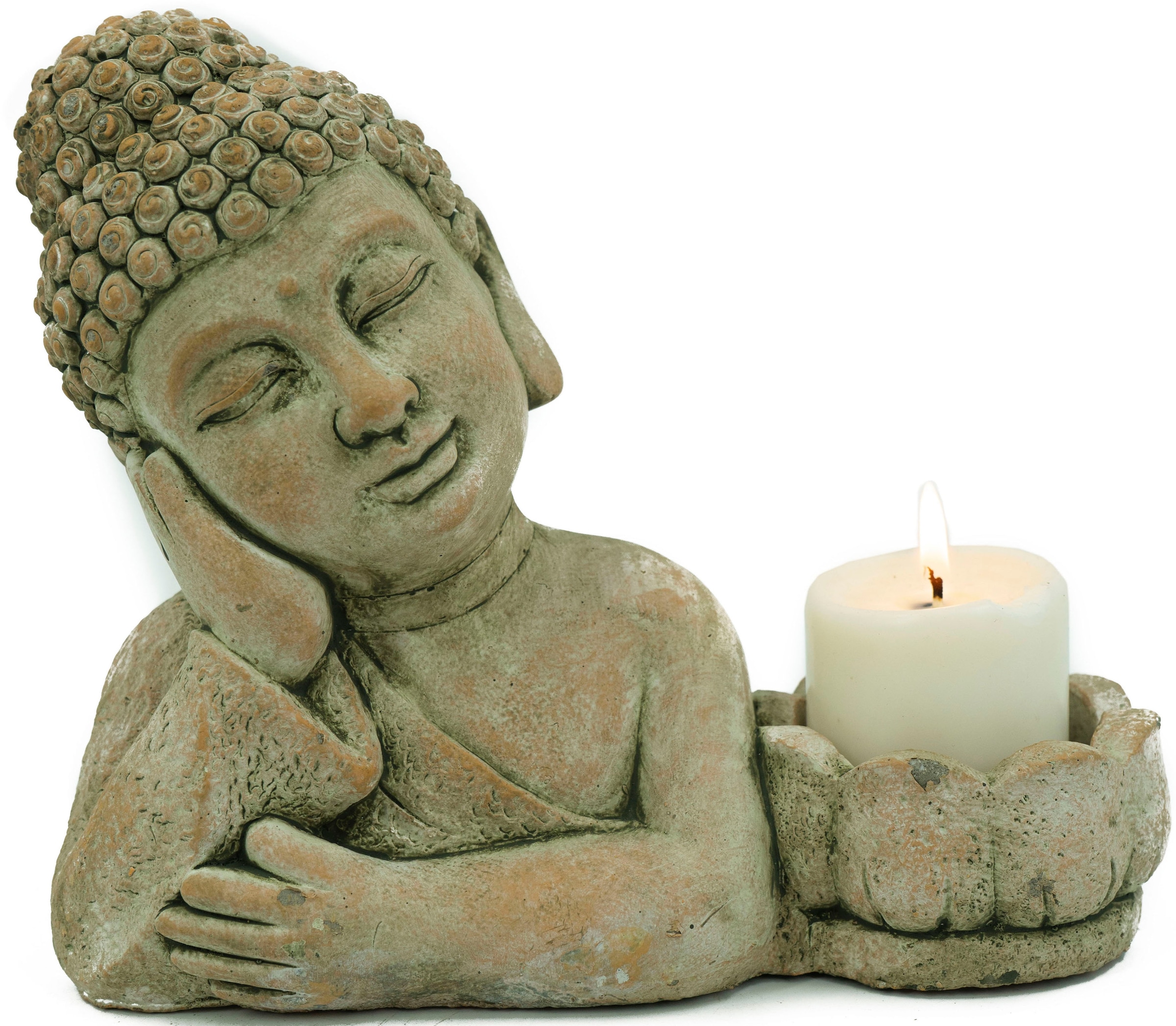 NOOR LIVING Kerzenhalter »Buddha«, (1 St.), aus Zement