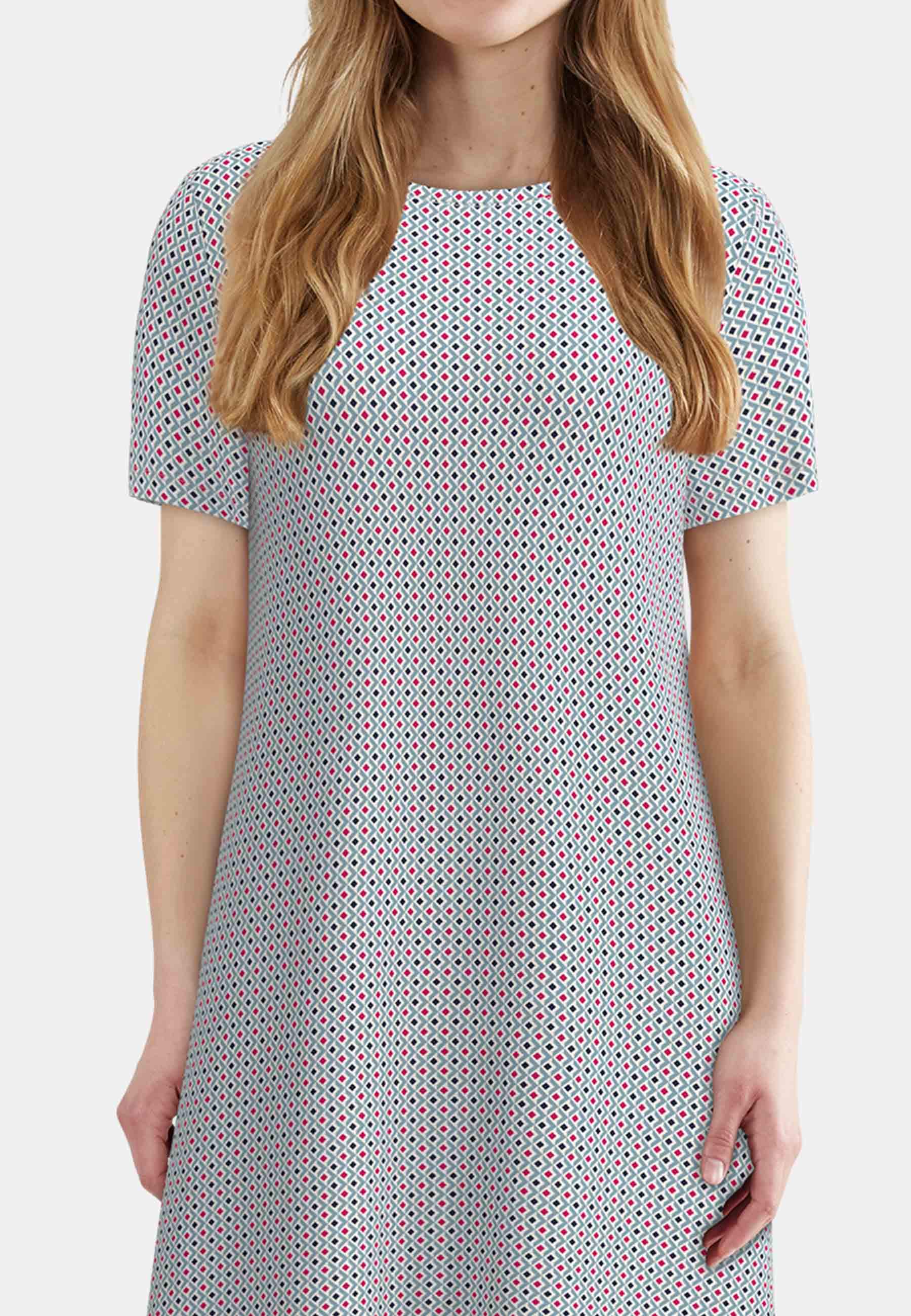 TOM TAILOR Nachthemd mit Muster, knielang, Kurzarm, Rundhalsausschnitt, Baumwollmix