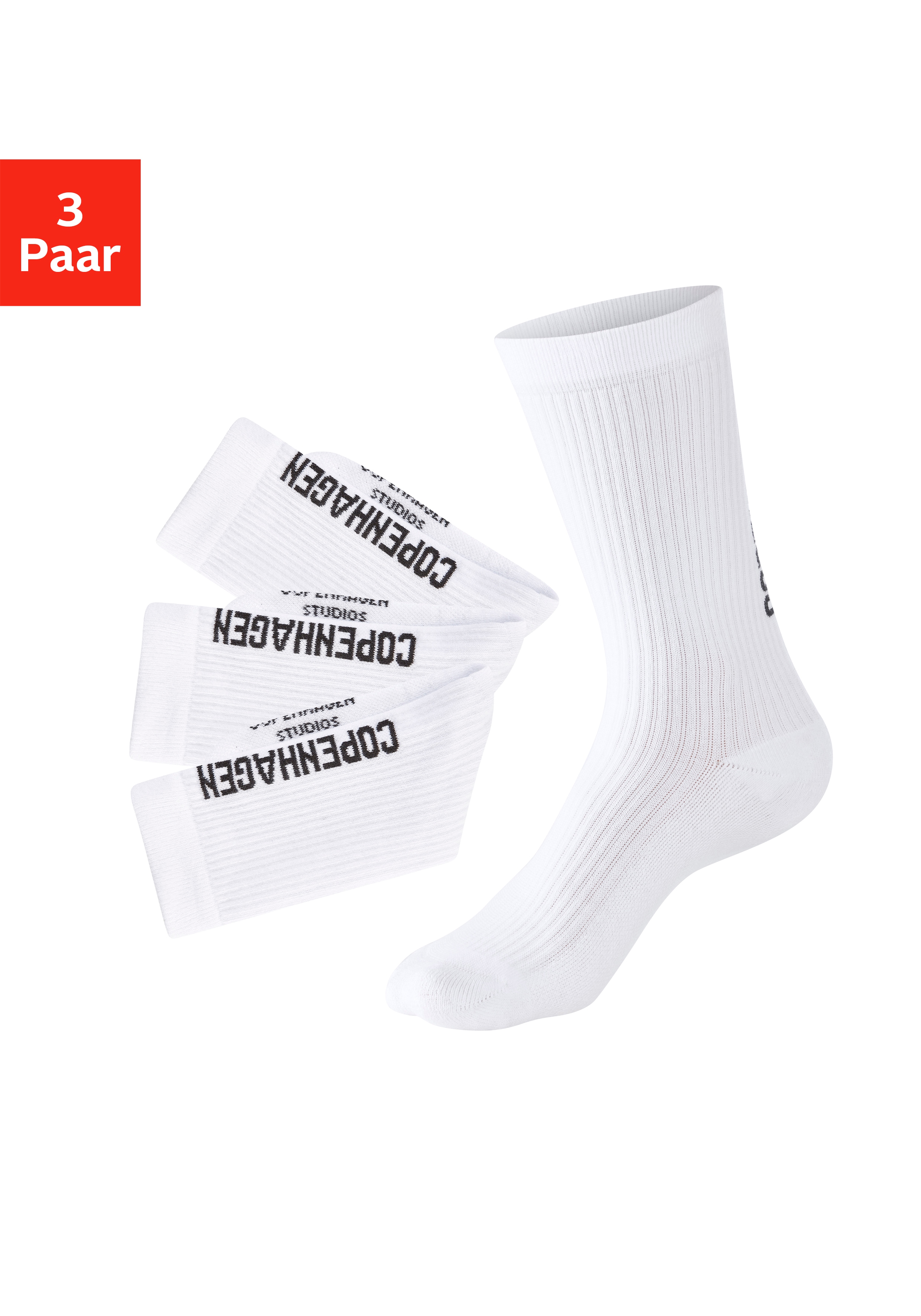 Copenhagen Studios Tennissocken Packung, 3 Stk. tlg. mit großem Schriftzug