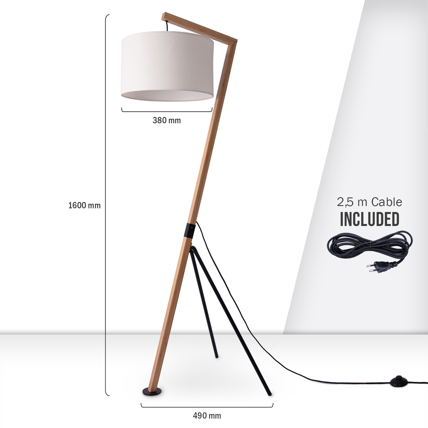 Paco Home Stehlampe »GALLOW«, 1 flammig, Leuchtmittel E27 | ohne Leuchtmittel, Modern Wohnzimmer Dreibein Holz Metall Vintage E27 Galgen