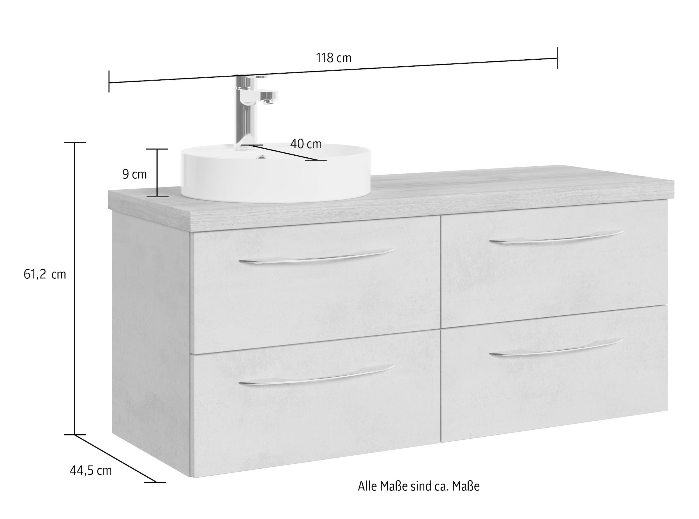 Saphir Waschtisch »Serie 4035«, 118 cm mit Keramik-Aufsatzbecken und Waschtischplatte