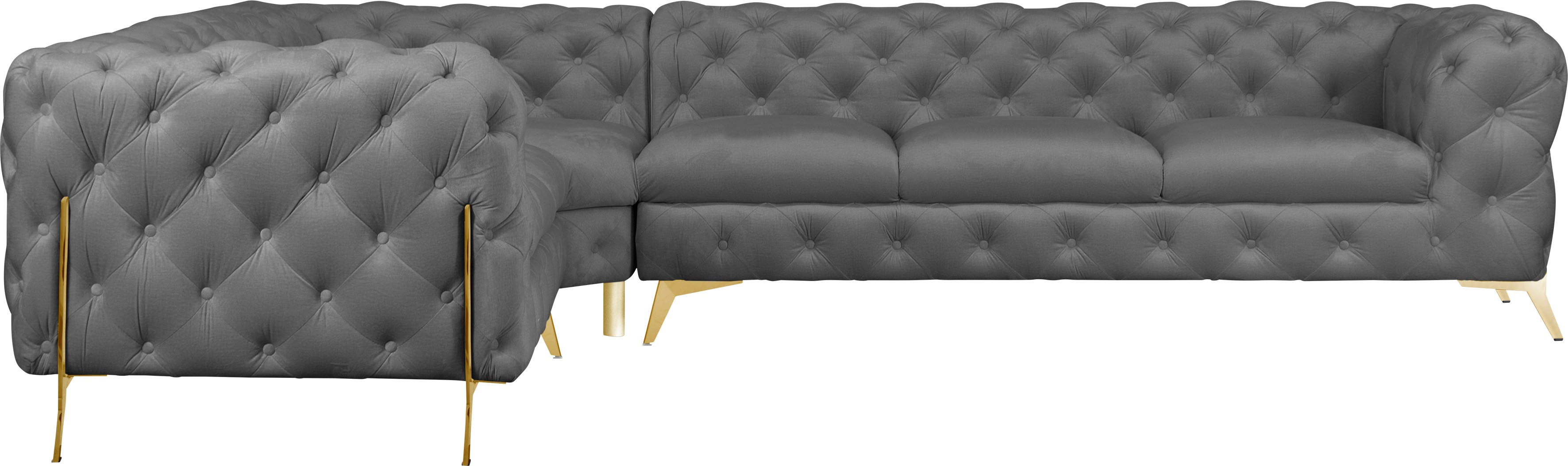 Thumbnail - Home affaire Chesterfield-Sofa "Amaury L-Form" großes Ecksofa, Chesterfield-Optik, Breite 323 cm, Fußfarbe wählbar