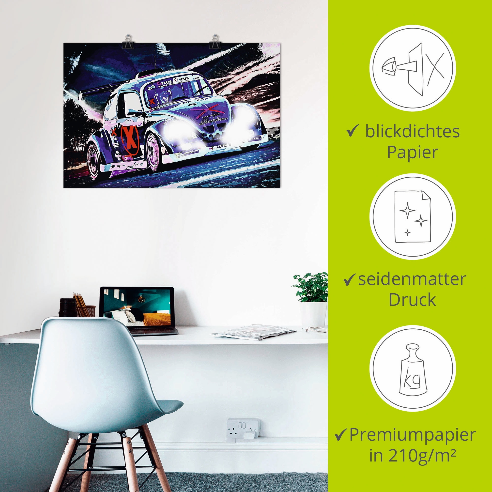 Artland Wandbild »Käfer Funcup Spa 2017«, Auto, (1 St.), als Alubild, Outdoorbild, Leinwandbild, Poster, Wandaufkleber