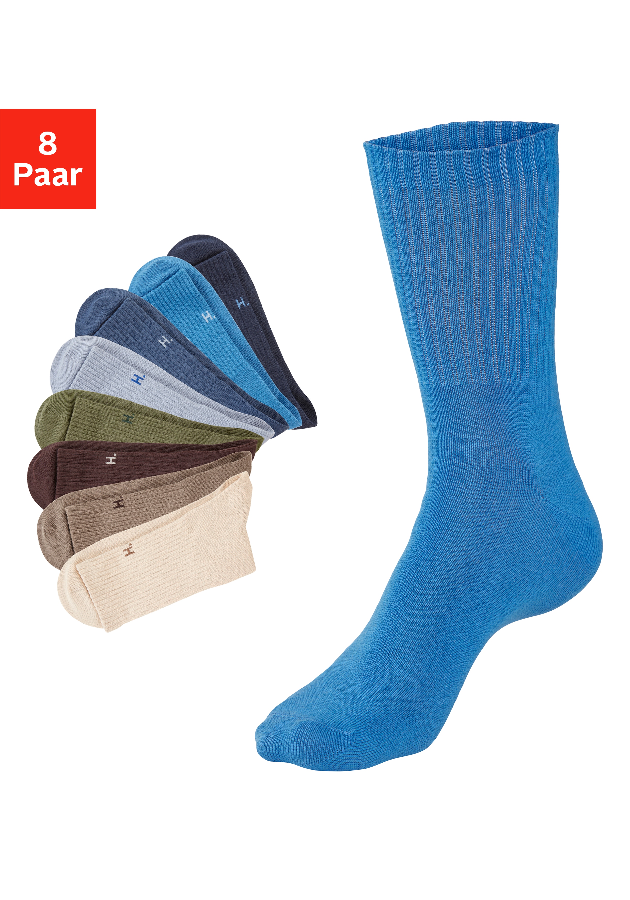 H.I.S "Sportsocken Damen, casual" Packung, 8 Paar tlg. ohne Frottee; ideal auch für den Alltag