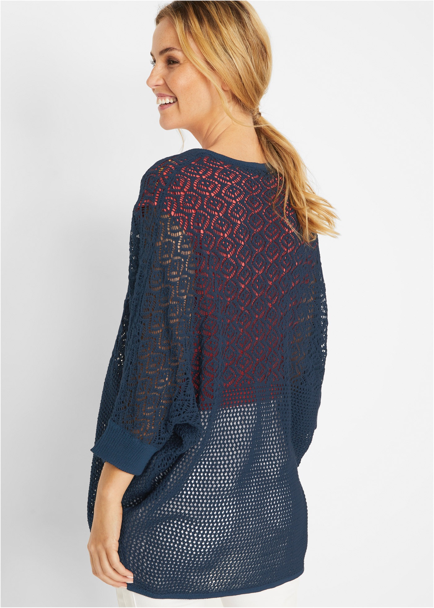 bonprix Longstrickjacke, Longstrickjacke mit Lochmuster günstig online kaufen