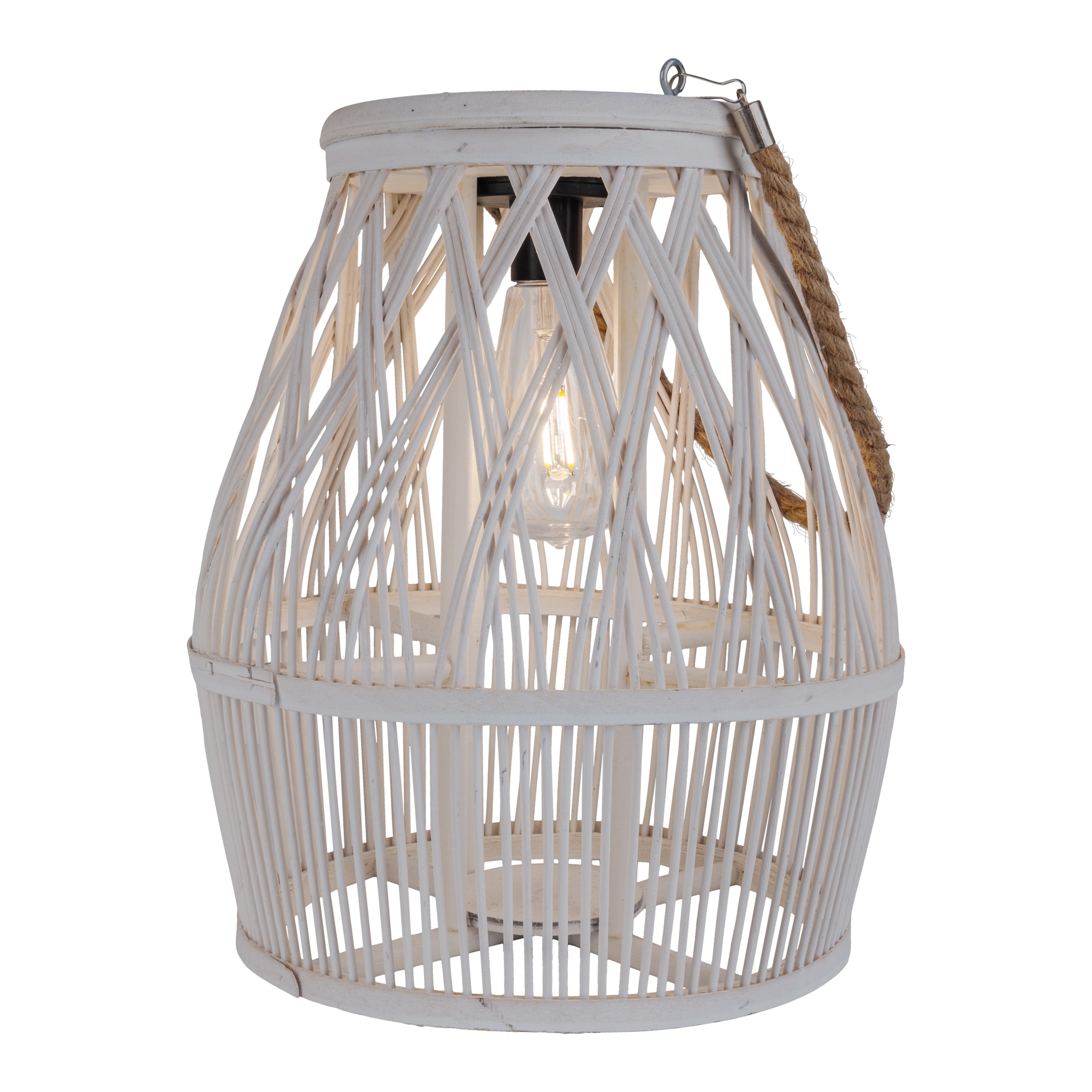 näve LED Solarleuchte »Korbinian« LED-Modul 1 Stk. Warmweiß Korbleuchte (Rattan) weiß mit LED Birne warmweiß, inkl. Akku, H: 34cm