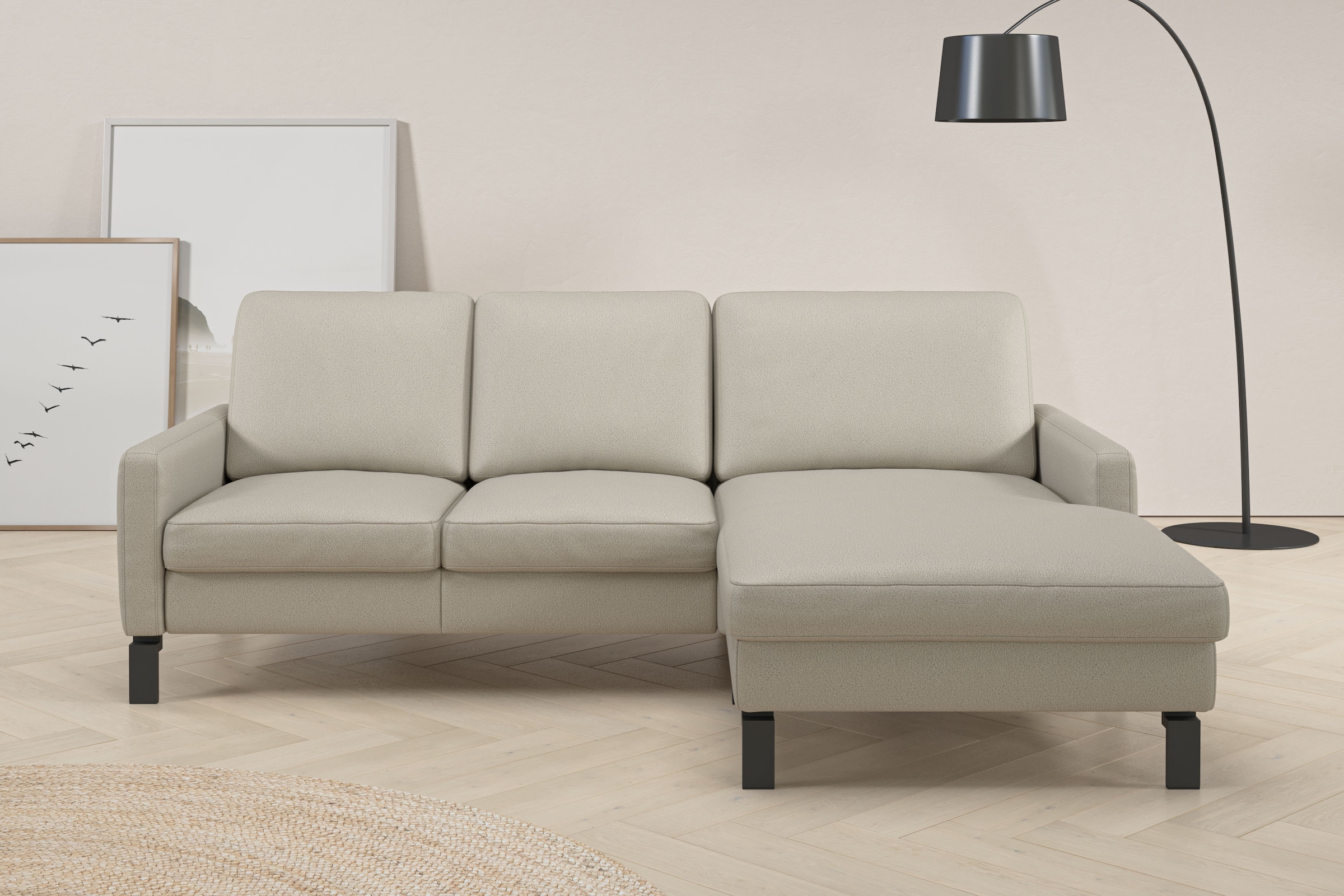 Home affaire Ecksofa "Lecce, L-Form, Federkernpolsterung, Breite 224 cm" inkl. saugroboterfreundliche Höhe & schmale Armlehnen