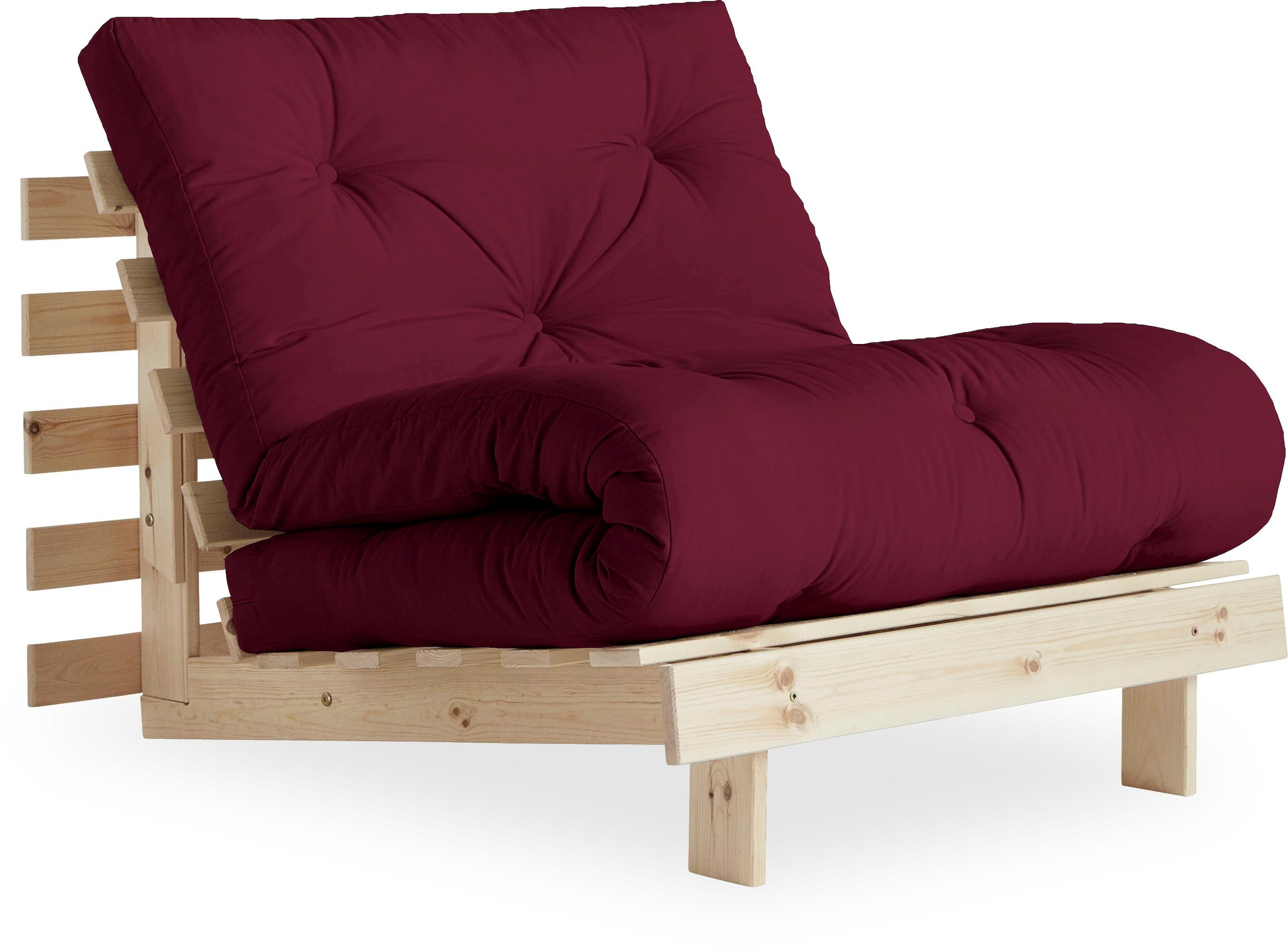 Karup Design Daybett "Roots Sofa Bed, Schlafsofa, Bettfunktion, FSC-Massivholz, B: 90 cm" Erhältlich in Breite 90 cm, 140 cm oder 160 cm, Inkl. Futonmatratze. Made in Europe, minimalistisches Design