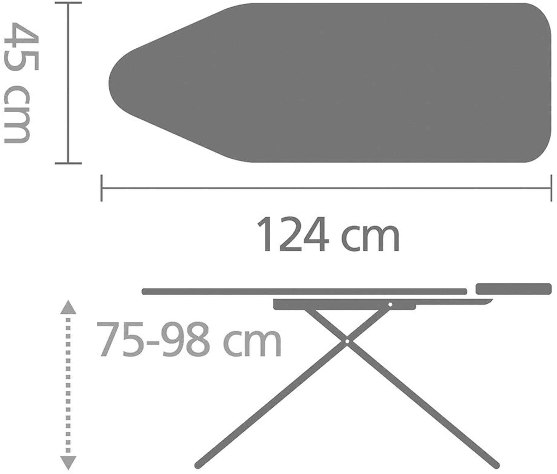 Brabantia Bügelbrett »Bügeltisch C, 124 x 45 cm, Dst-Mulde Solide«, Bügelfläche 124 cmx45 cm, Fairtrade-zertifiziert