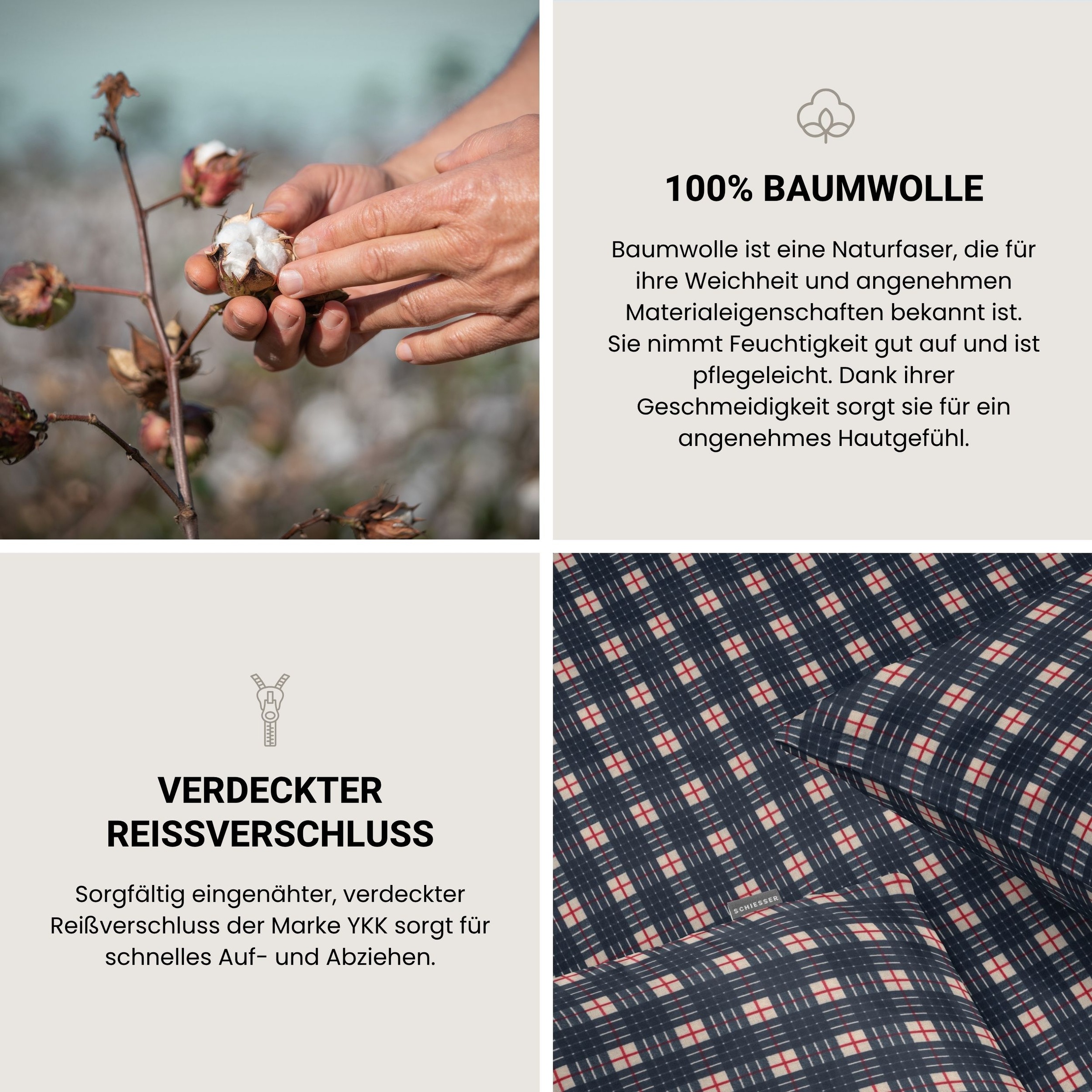 Schiesser Bettwäsche »Family Check aus weicher Baumwolle mit Karomuster« 2 OEKO-TEX® MADE IN GREEN