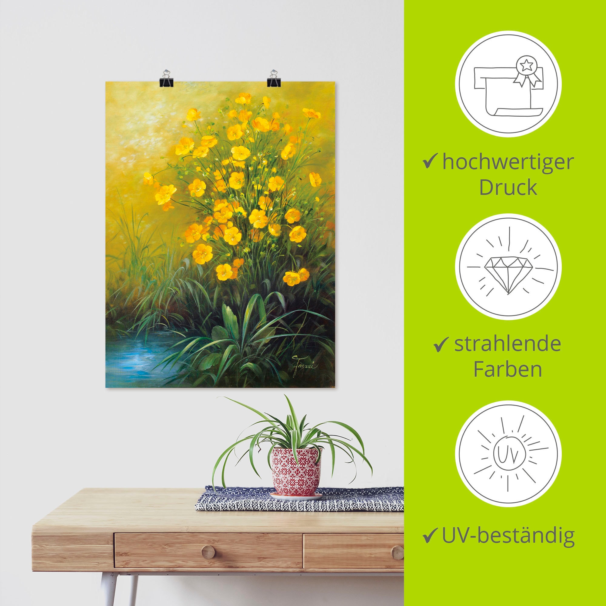 Artland Wandbild »Gelbe Blumen«, Blumenbilder, (1 St.), als Alubild, Leinwandbild, Wandaufkleber oder Poster in versch. Größen