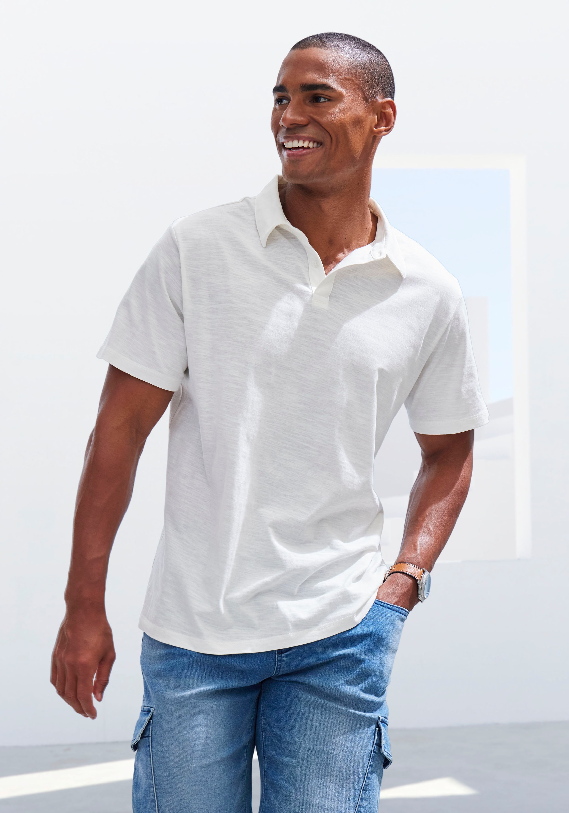 John Devin Poloshirt "mit Slub-Garn Struktur" Packung, 2er-Pack, 2 Stk. tlg günstig online kaufen