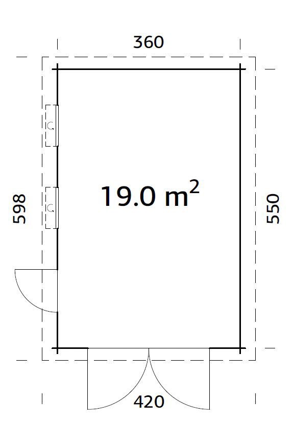 Palmako Garage »Rasmus«, BxTxH: 420x598x253 cm, mit Holztor, naturbelassen