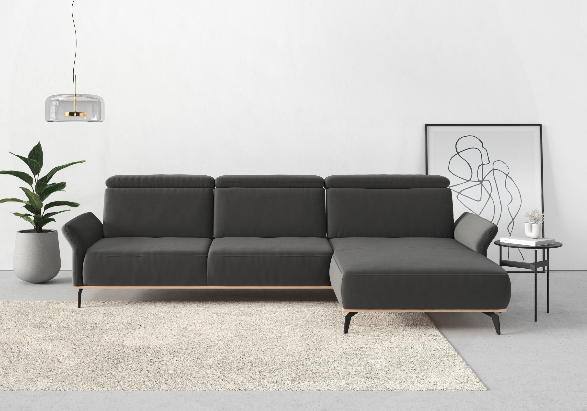 Thumbnail - PLACES OF STYLE Ecksofa "Fjord L-Form" massiv, wahlweise mit Armlehnfunktion, Kopf- Sitztiefenverstellung