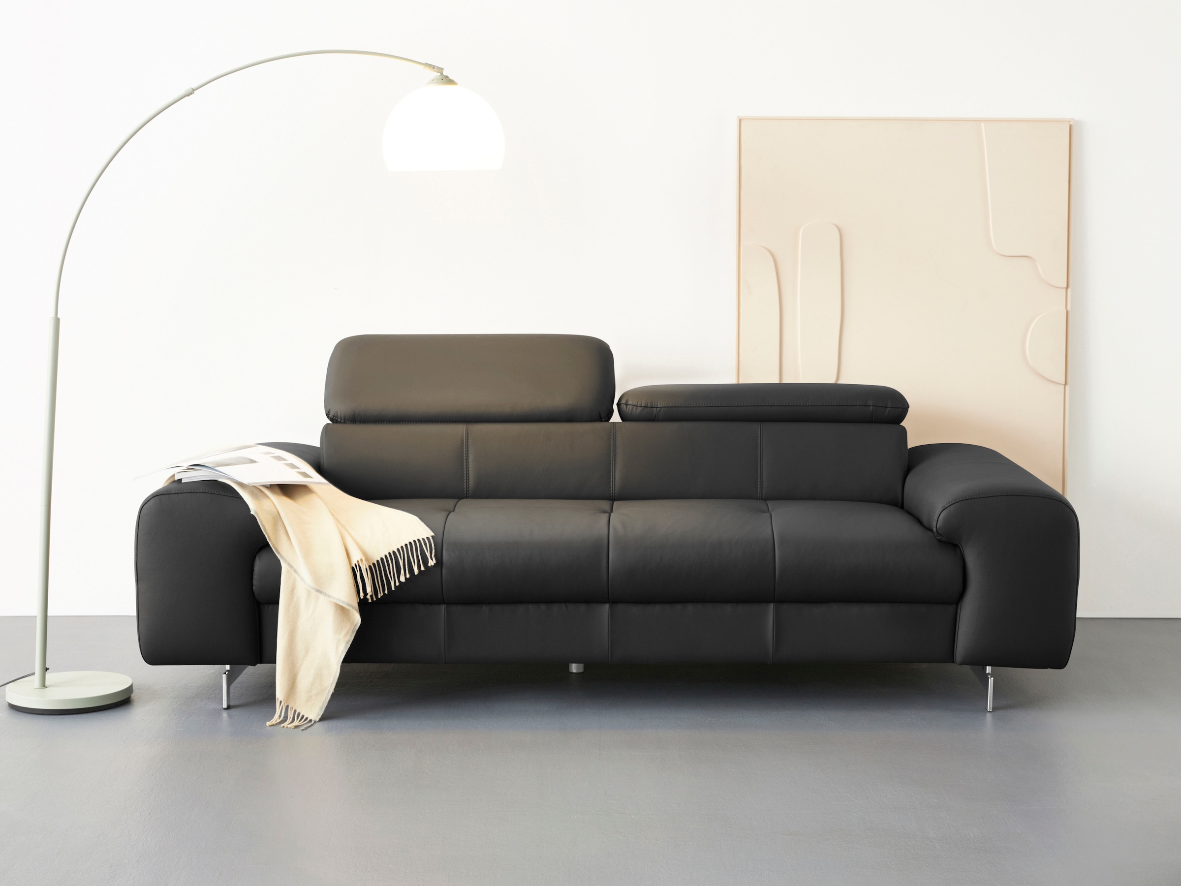 COTTA 3-Sitzer "Chef", Big-Sofa mit Kopfteilverstellung, edle Metallkufen günstig online kaufen