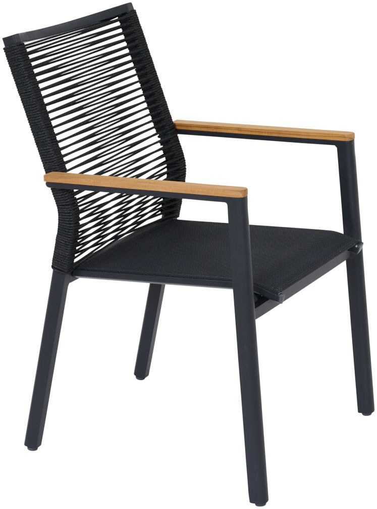 Siena Garden Gartensessel »BOLOGNA Stapelsessel« Aluminiumgestell, Rope Geflecht, Armlehnen aus Teak FSC 100%