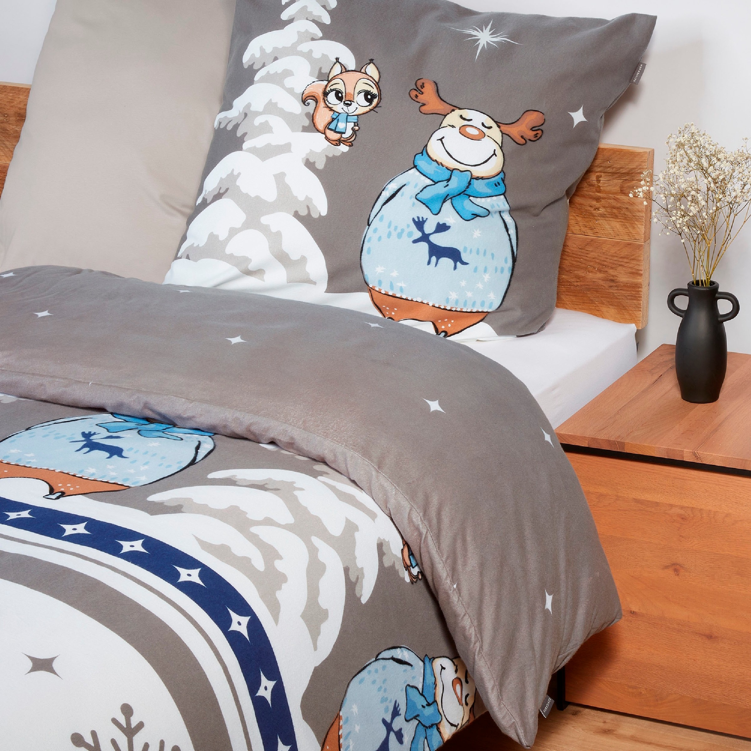 Schiesser Bettwäsche "Kitta aus weicher Baumwolle mit coolem Winter-Print" günstig online kaufen