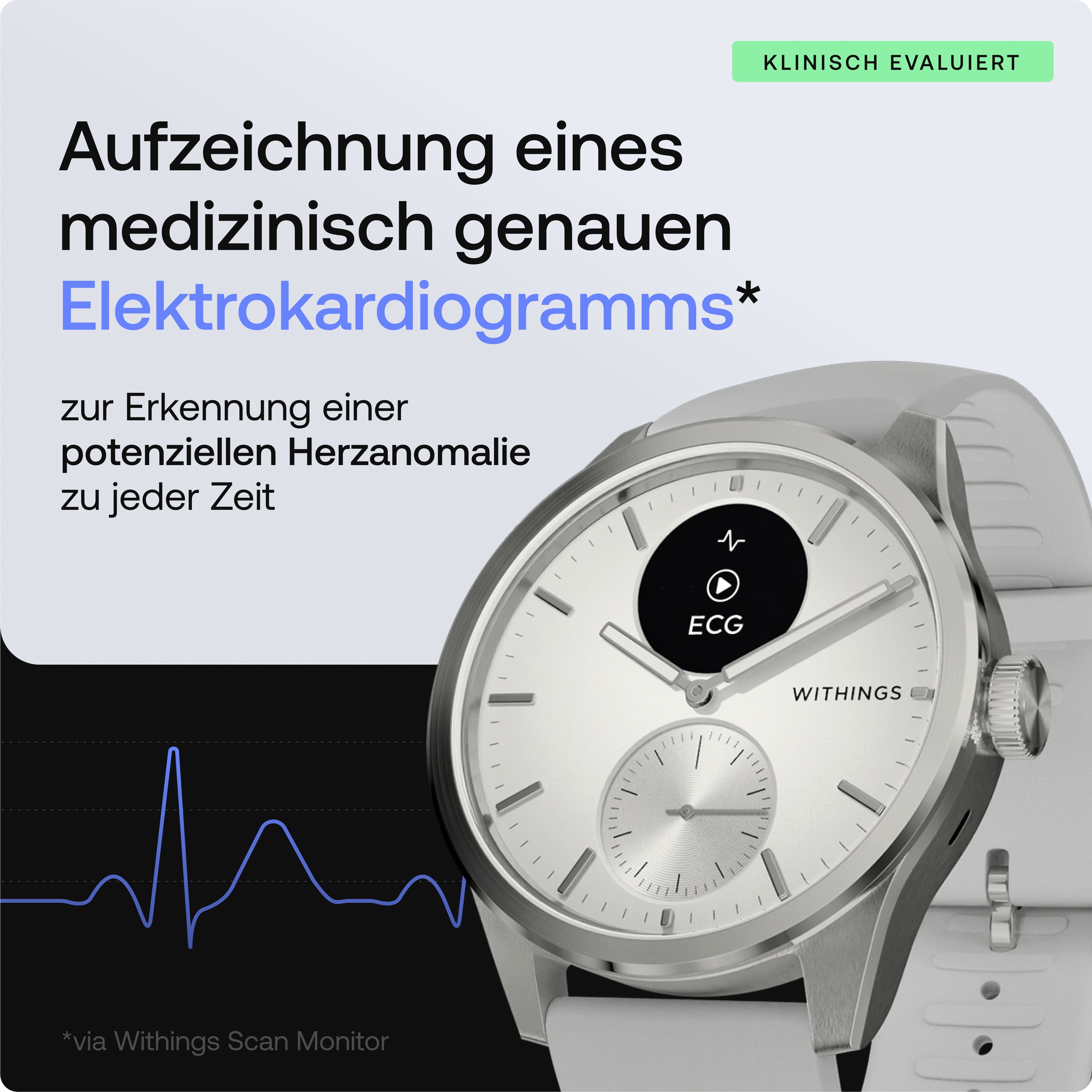 Withings Smartwatch »ScanWatch 2 42mm«, HealthSense OS,)
