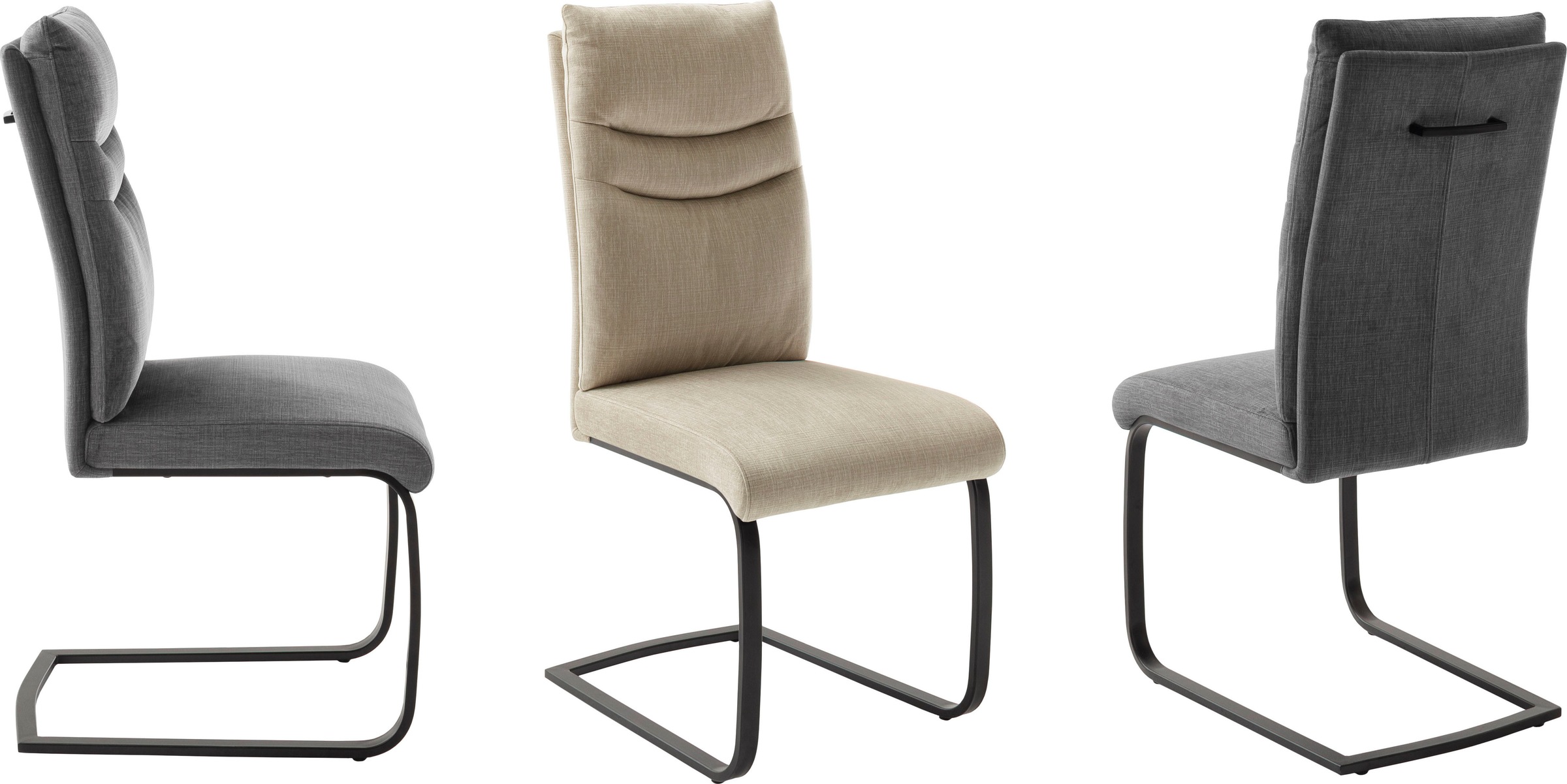MCA furniture Freischwinger »Gibara Schwingstuhl 2er Set«, (Set), 2 St., Veloursstoff, Esszimmerstuhl,Nosag Federung im Sitz,Flachrohr,Belastbarkeit 140 kg