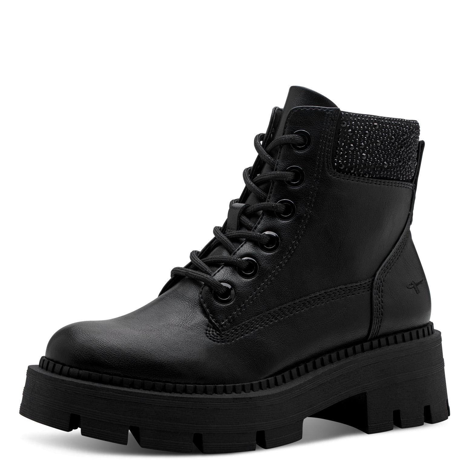 Tamaris Schnürboots, Blockabsatz, Schnürstiefelette mit glänzenden Strassst günstig online kaufen