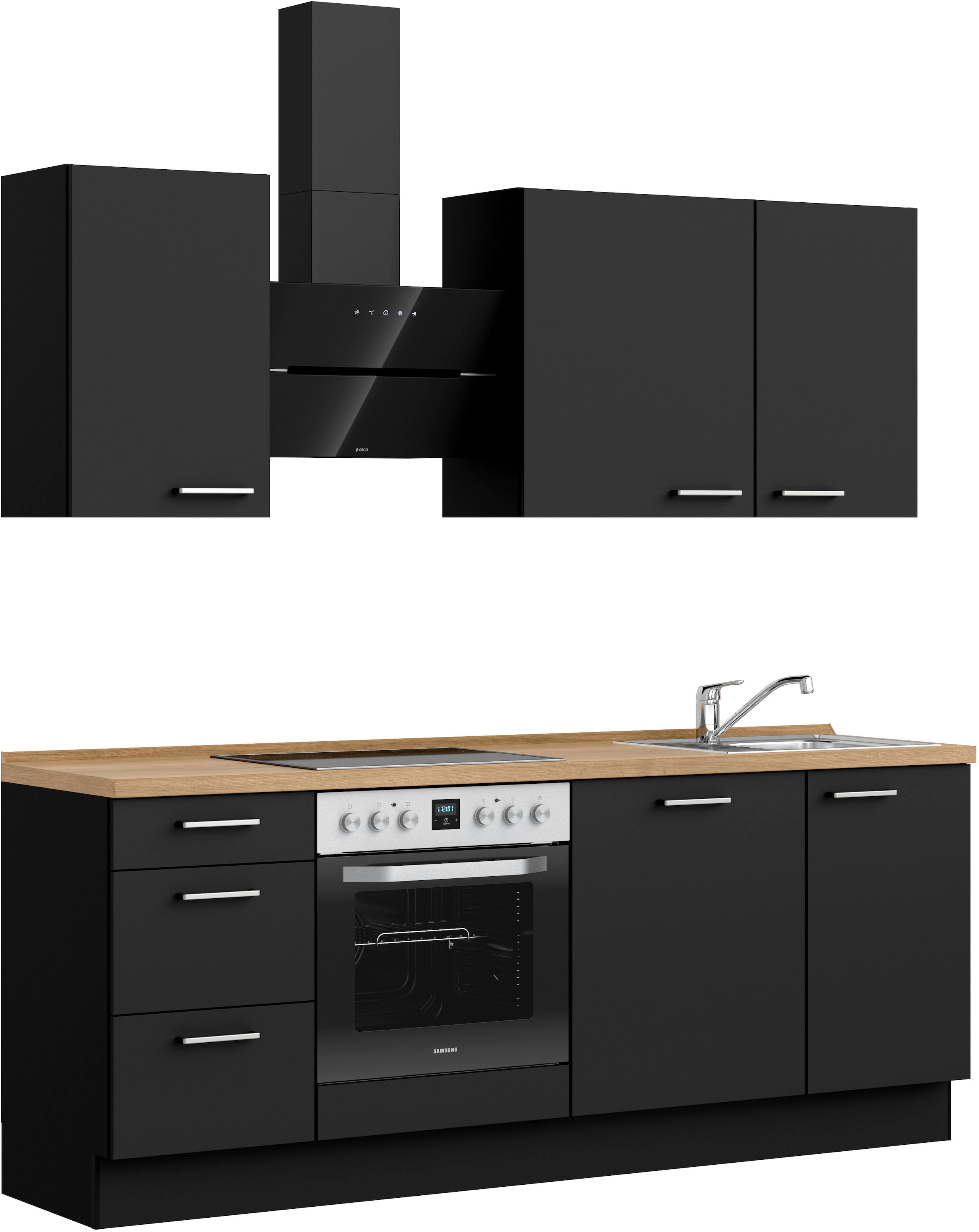 nobilia® Küchenzeile »"Touch II"«, vormontiert, Ausrichtung wählbar, Breite 210 cm, wahlw. mit E-Geräten