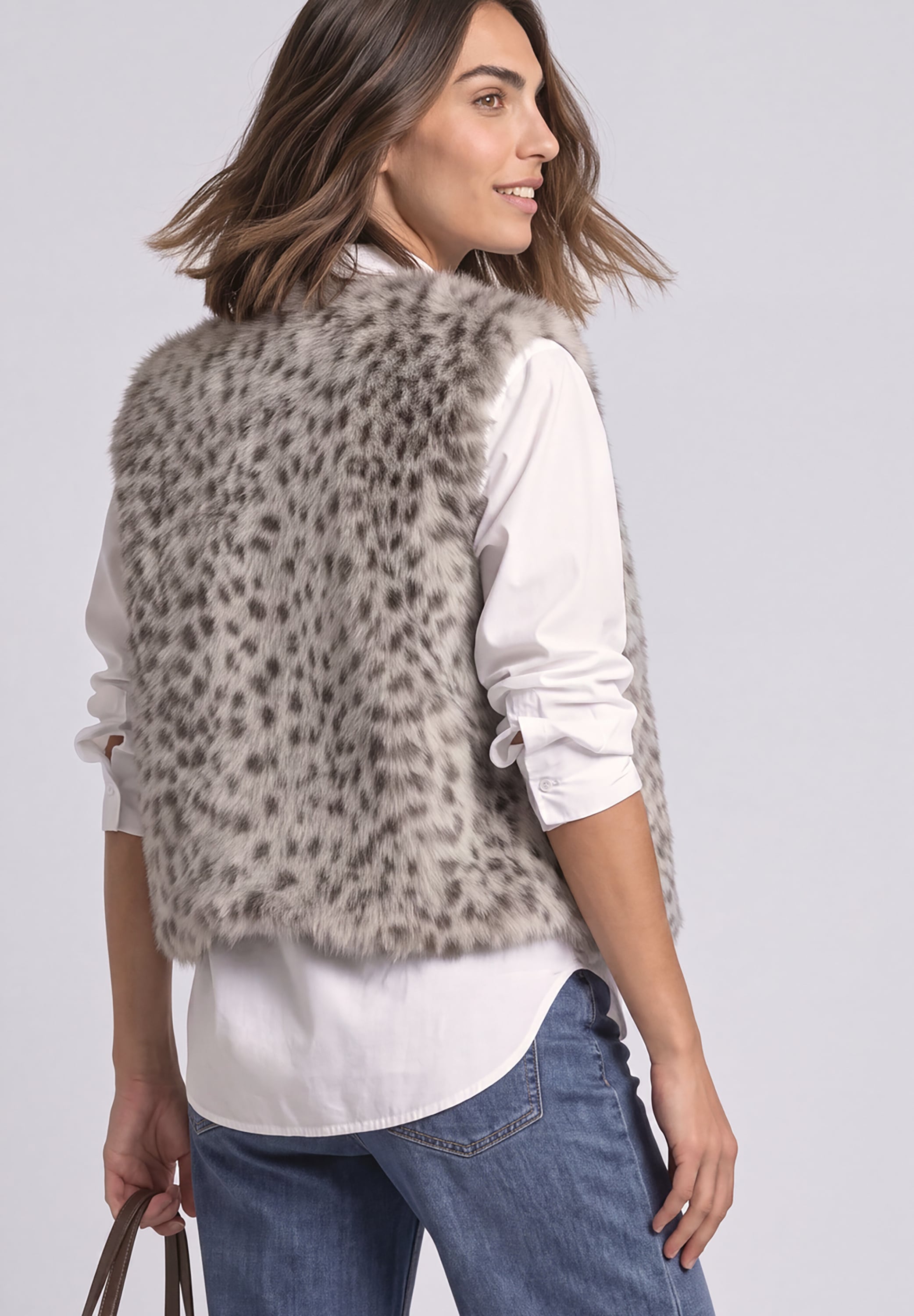 STREET ONE Fellimitatweste mit Zipper