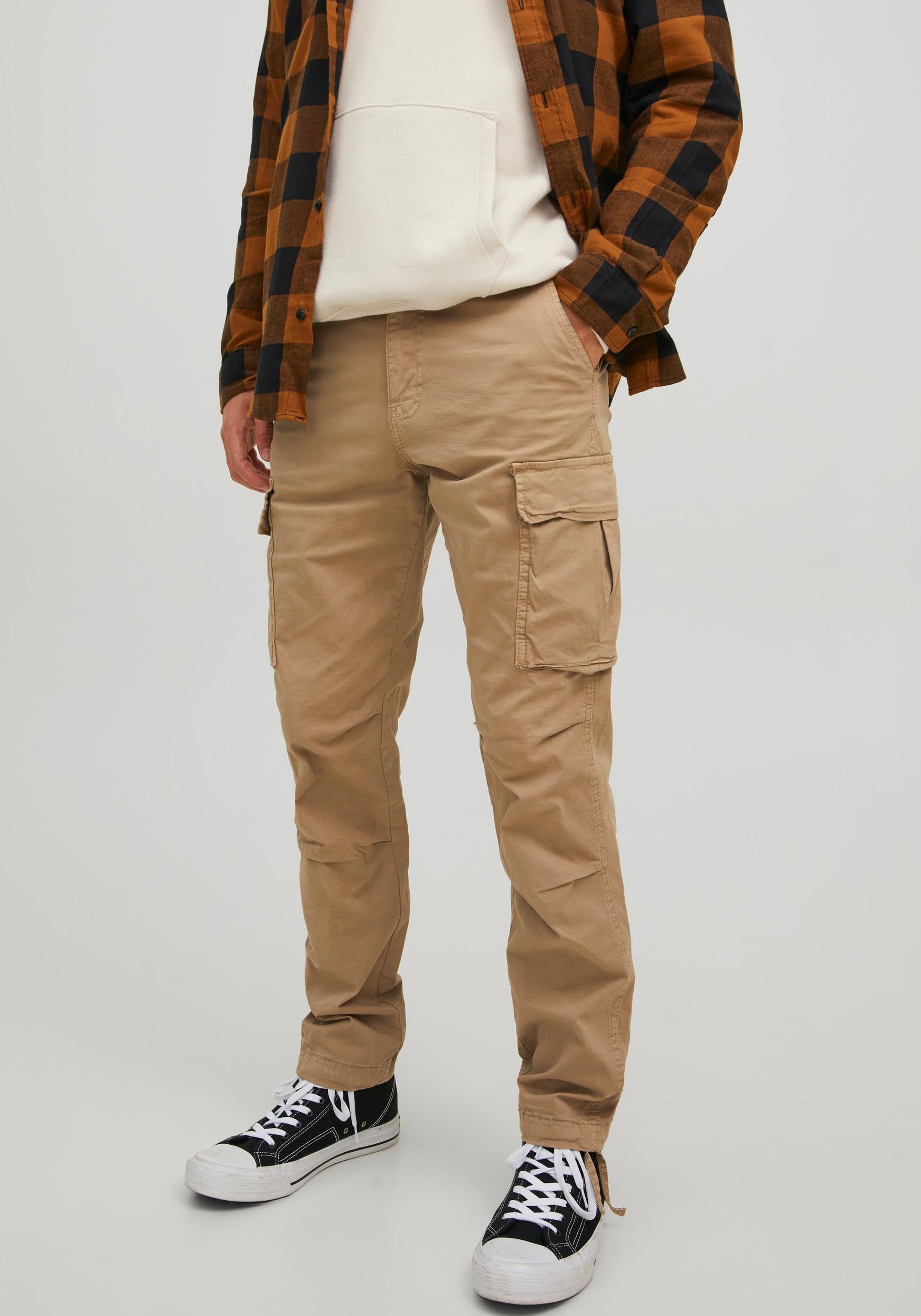 Jack & Jones Herren Cargohose JJPSTACE JJTUCKER -Tapered Fit - Grau Beige S günstig online kaufen