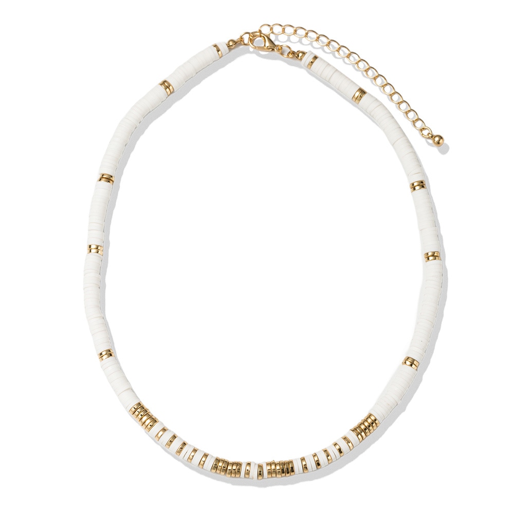 Collier FIRETTI "Schmuck Geschenk Kupfer Halsschmuck Halskette", gelbgoldfarben, weiß, Halsketten, Damen, Acryl Kupfer, L: 47 B: 6mm, Acryl, Kupfer, Collier, Made in Germany - mit Acryl, B:6mm