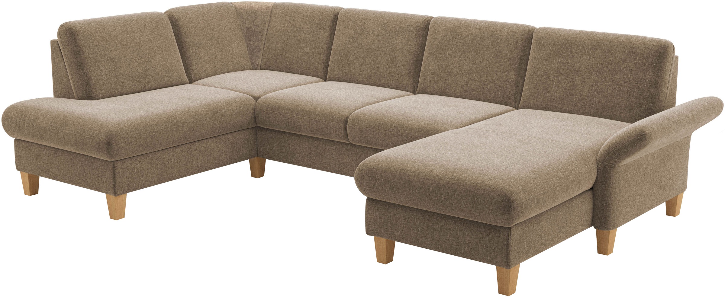 Home affaire Wohnlandschaft »Rochelle, U-Form«, optional mit Armteilverstellung, mit Bettfunktion & Bettkasten