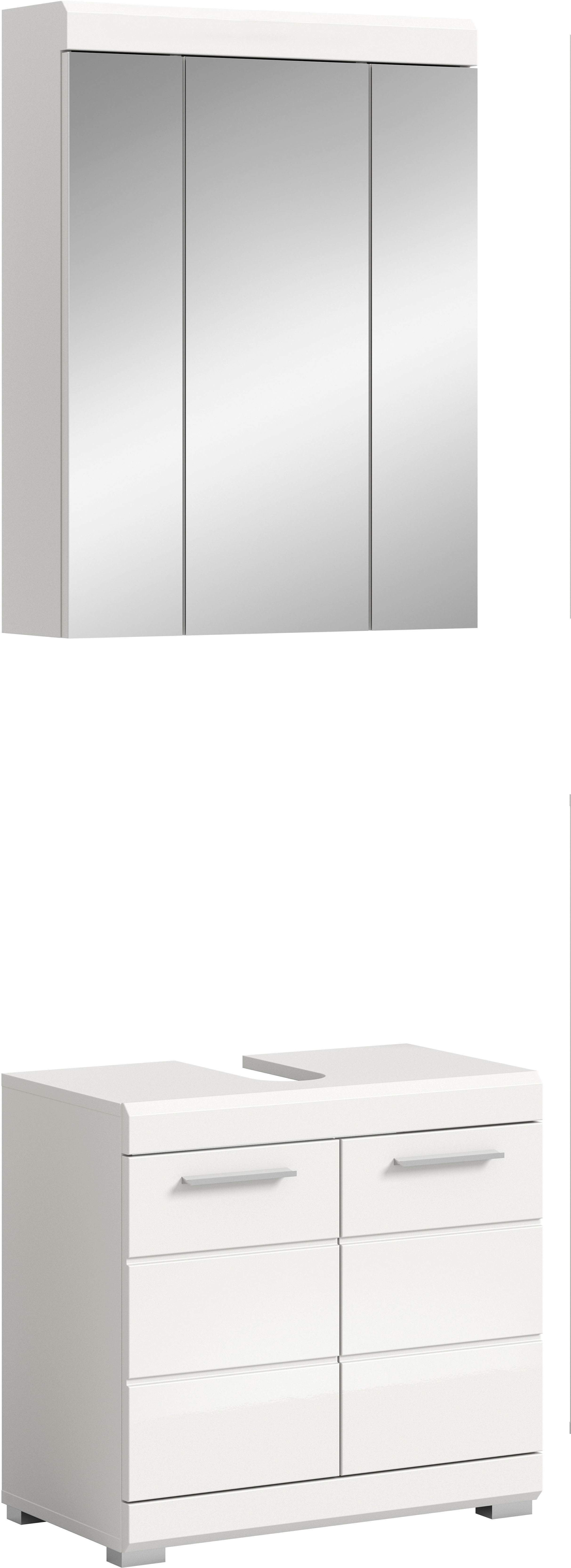 welltime Badmöbel-Set "SIENA, 2 tlg., bestehend aus: Waschbeckenunterschrank, Spiegelschrank" Set, TOPSELLER, 2 Stk. tlg.