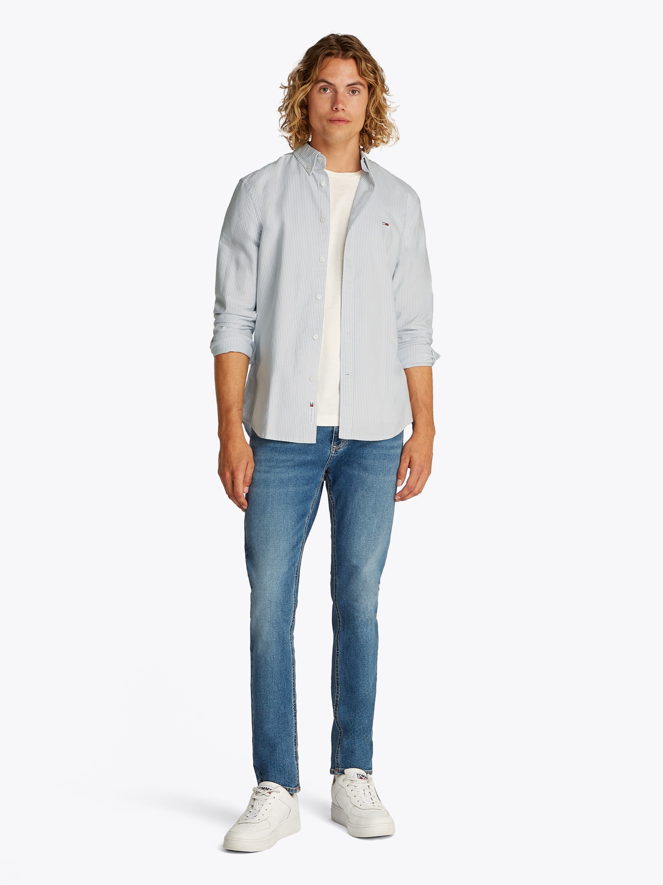 Thumbnail - Tommy Jeans Langarmhemd "TJM SLIM STRIPE OXFORD SHIRT EXT" Mit Button-Down-Kragen