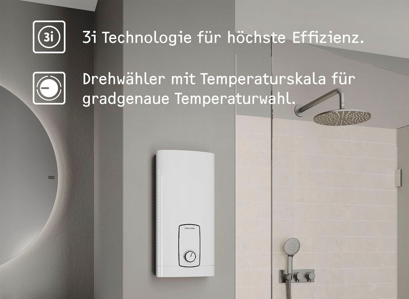 STIEBEL ELTRON Komfort-Durchlauferhitzer »DHB 18/21/24 ST Trend, gradgenaue Temperaturwahl«, Wunschtemperatur auf drei Stufen einstellbar