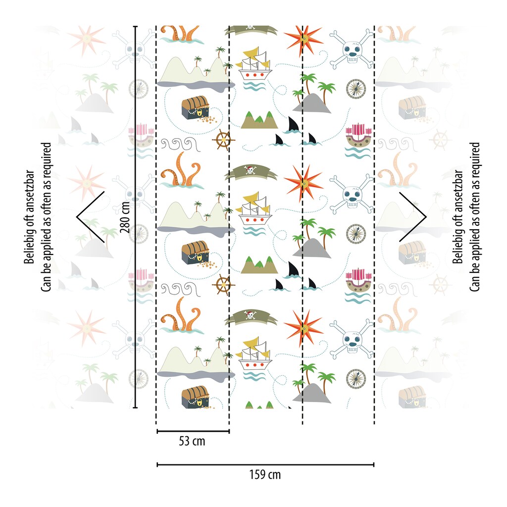 living walls Fototapete »Kinderzimmertapete Piraten«, matt