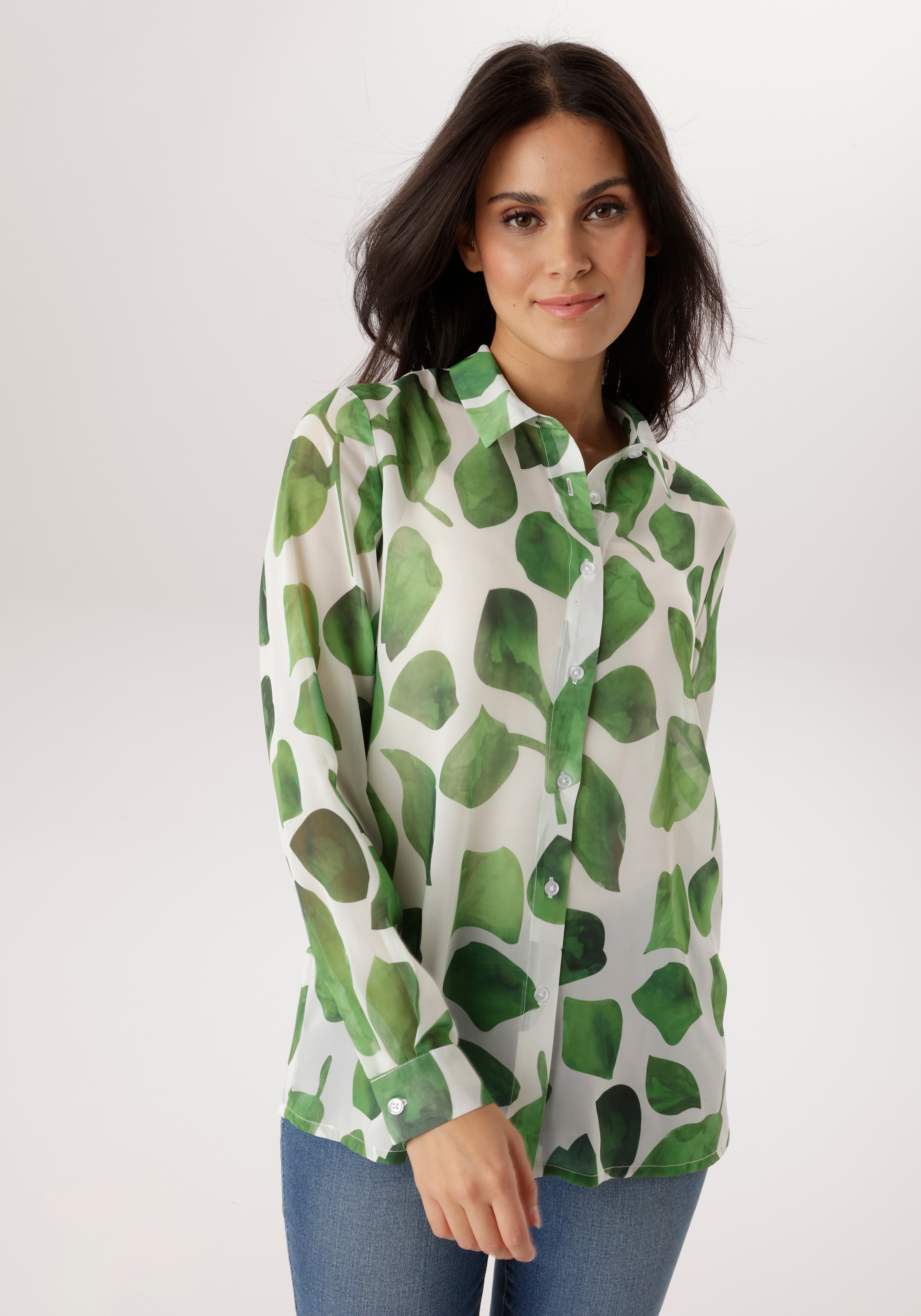 Aniston SELECTED Hemdbluse aus leicht transparentem Chiffon - NEUE KOLLEKTI günstig online kaufen