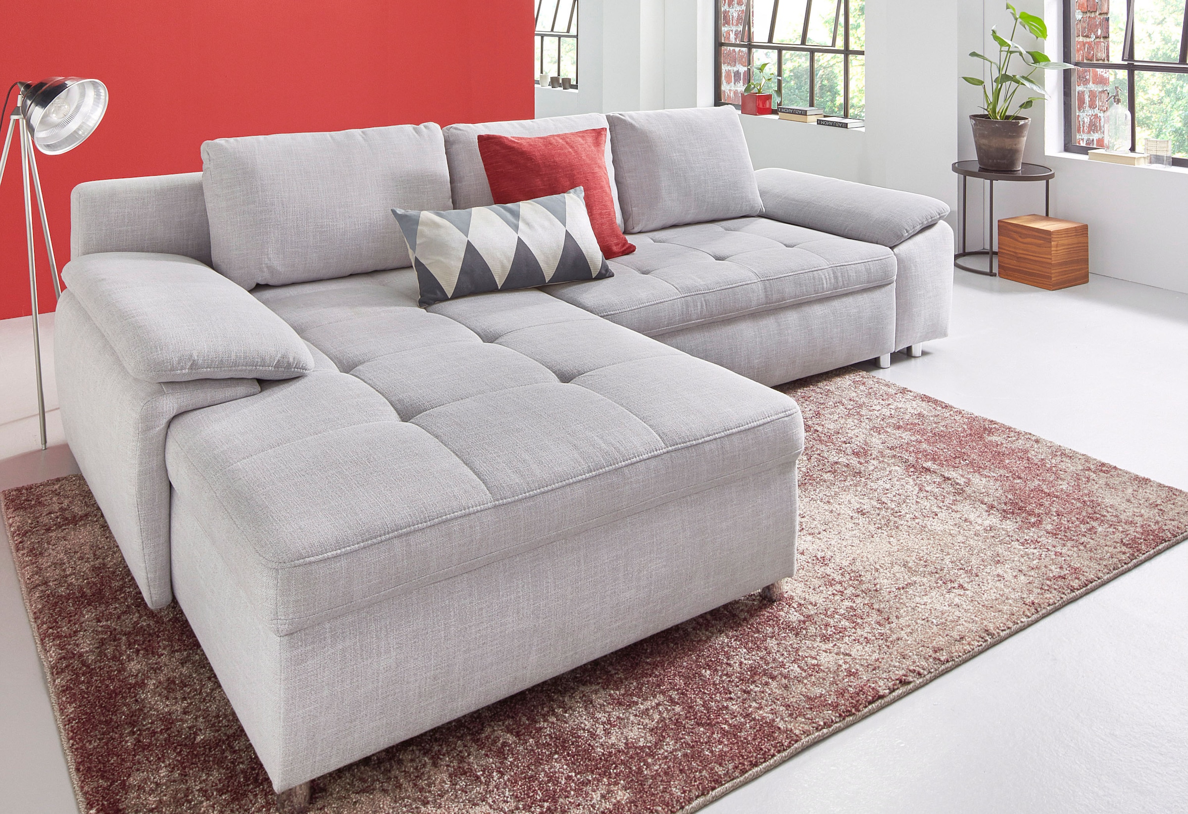 OTTO home Ecksofa "Labene, L-Form, B: 270/290 cm, Bettfunktion & Bettkasten wählbar" XL/XXL wählbar, Federkern wählbar, lose Rückenkissen, modernes Design