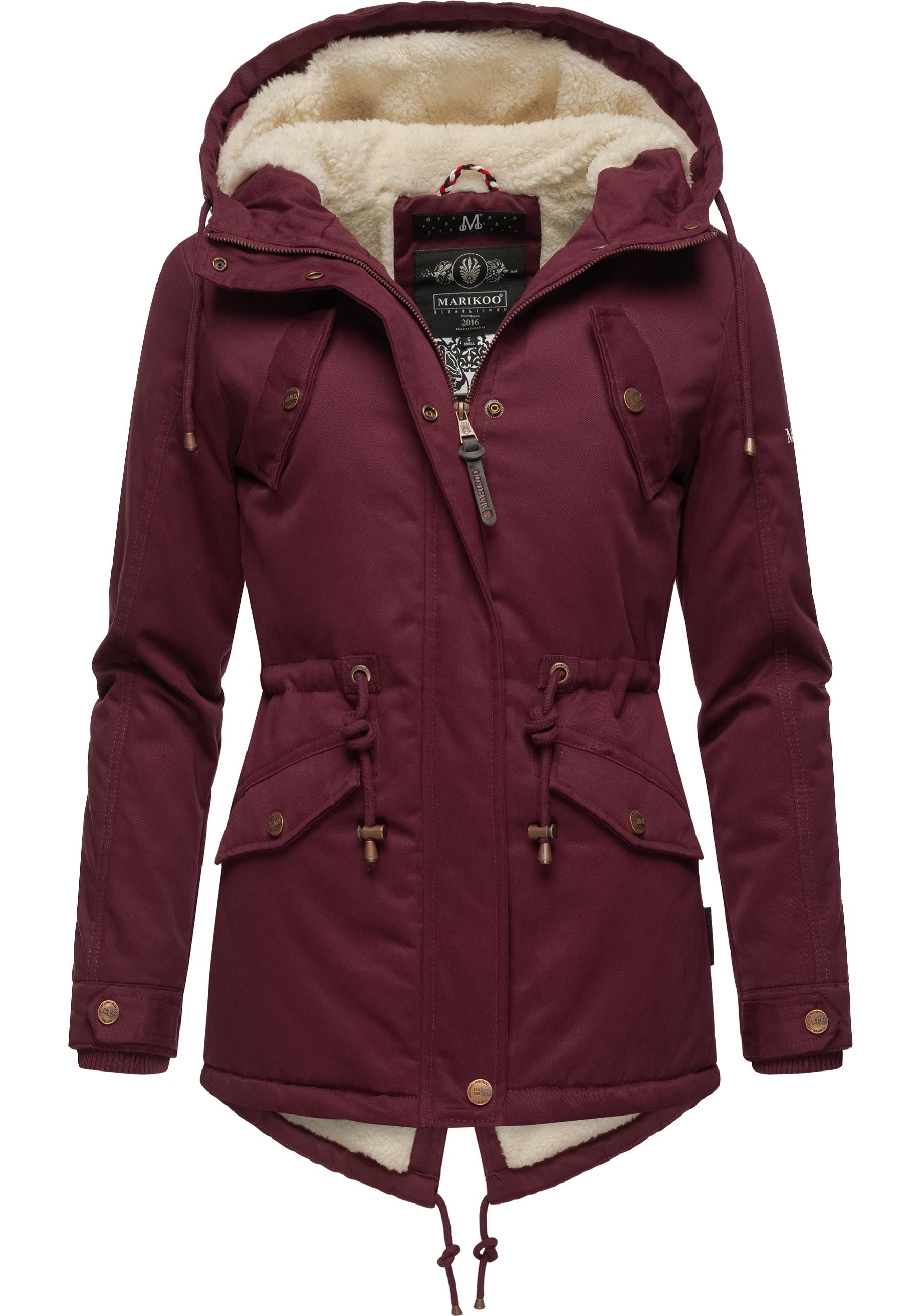 Marikoo Winterjacke "Manolya" mitKapuze stylischer Kurzmantel mit weichem T günstig online kaufen