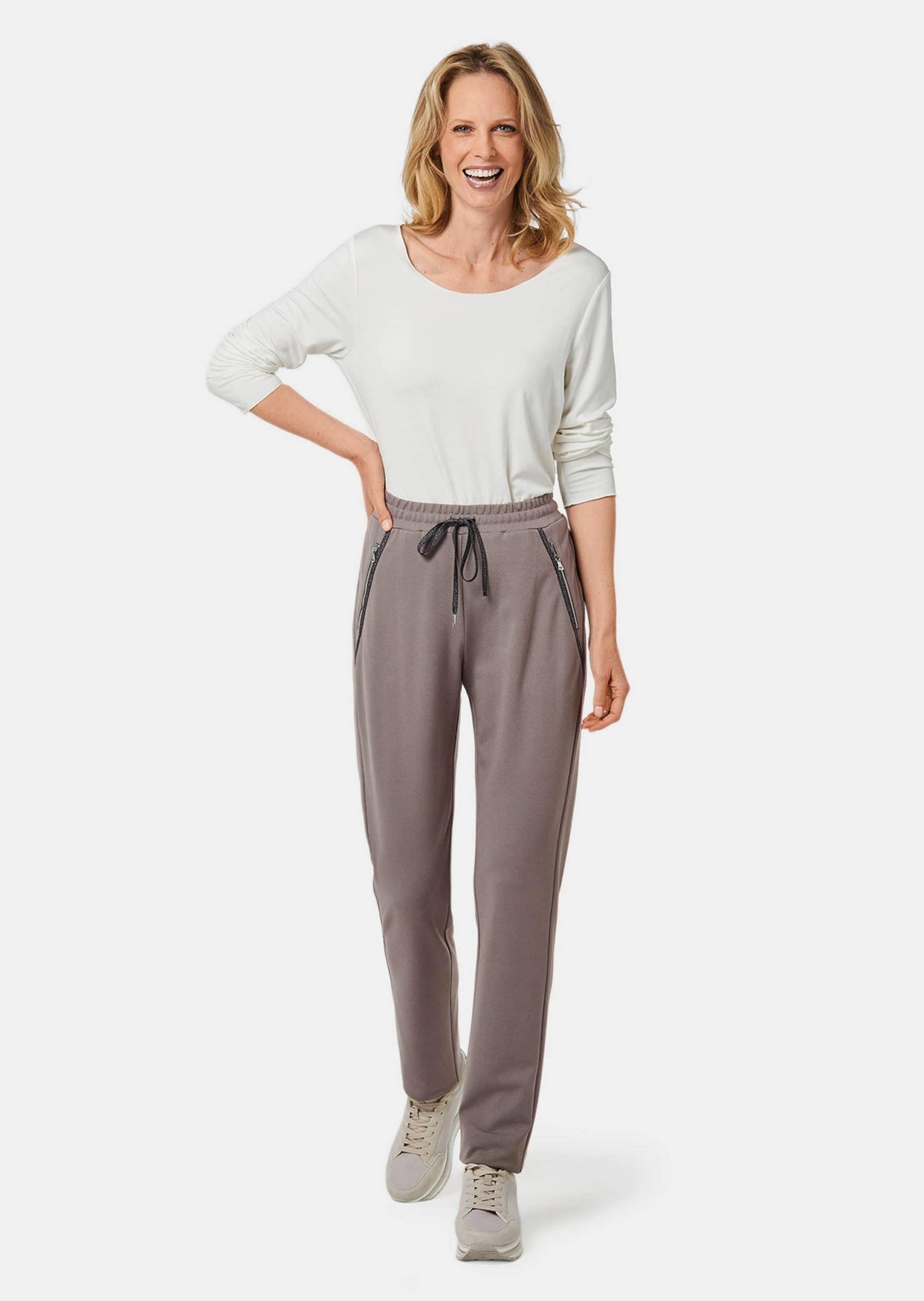GOLDNER 2-in-1-Hose "Kurzgröße Elegante Joggpants SARA, hoher Bund" günstig online kaufen