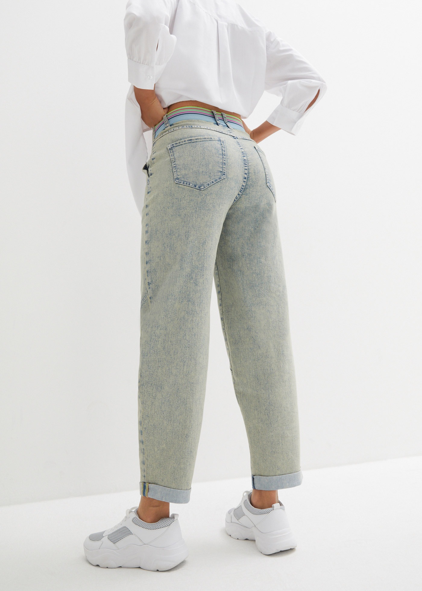 bonprix Boyfriend-Jeans weites Bein, Loose Fit, mit bequemem Gummi am hinte günstig online kaufen