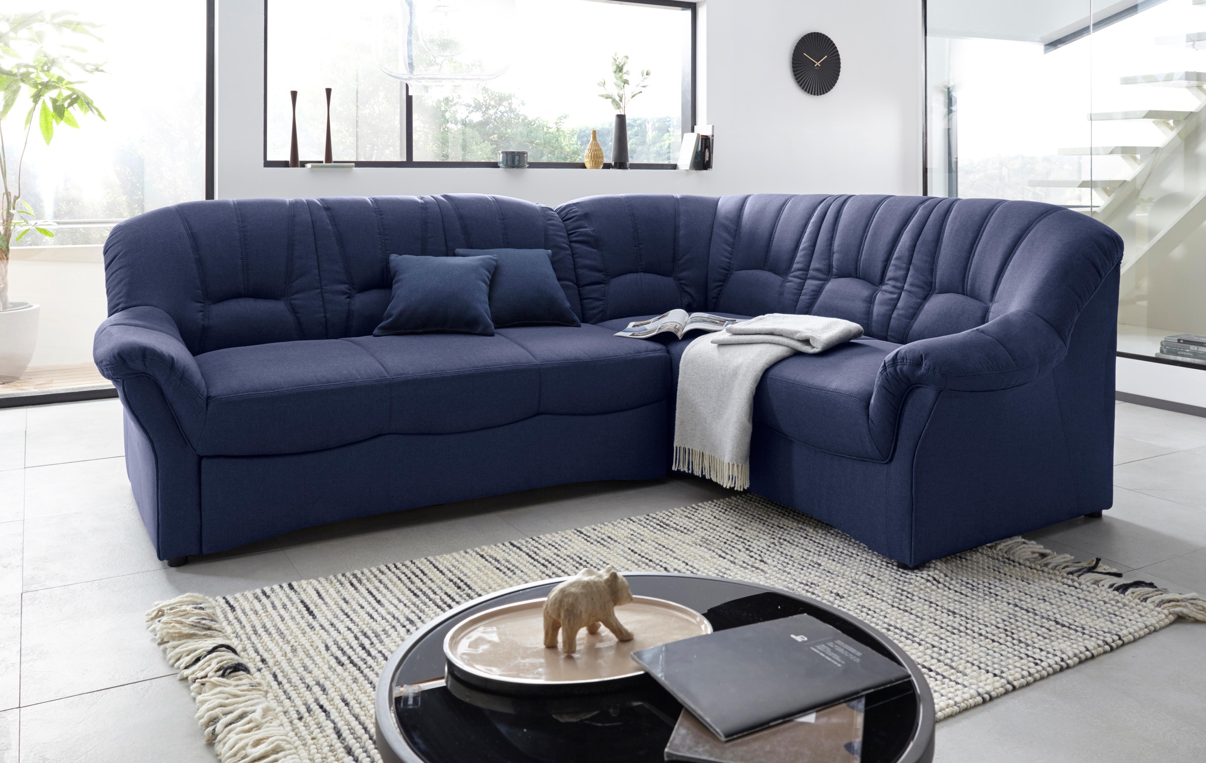 DOMO collection Ecksofa "Bahia, zeitlos und elegant, bequeme Armlehnen, L-F günstig online kaufen