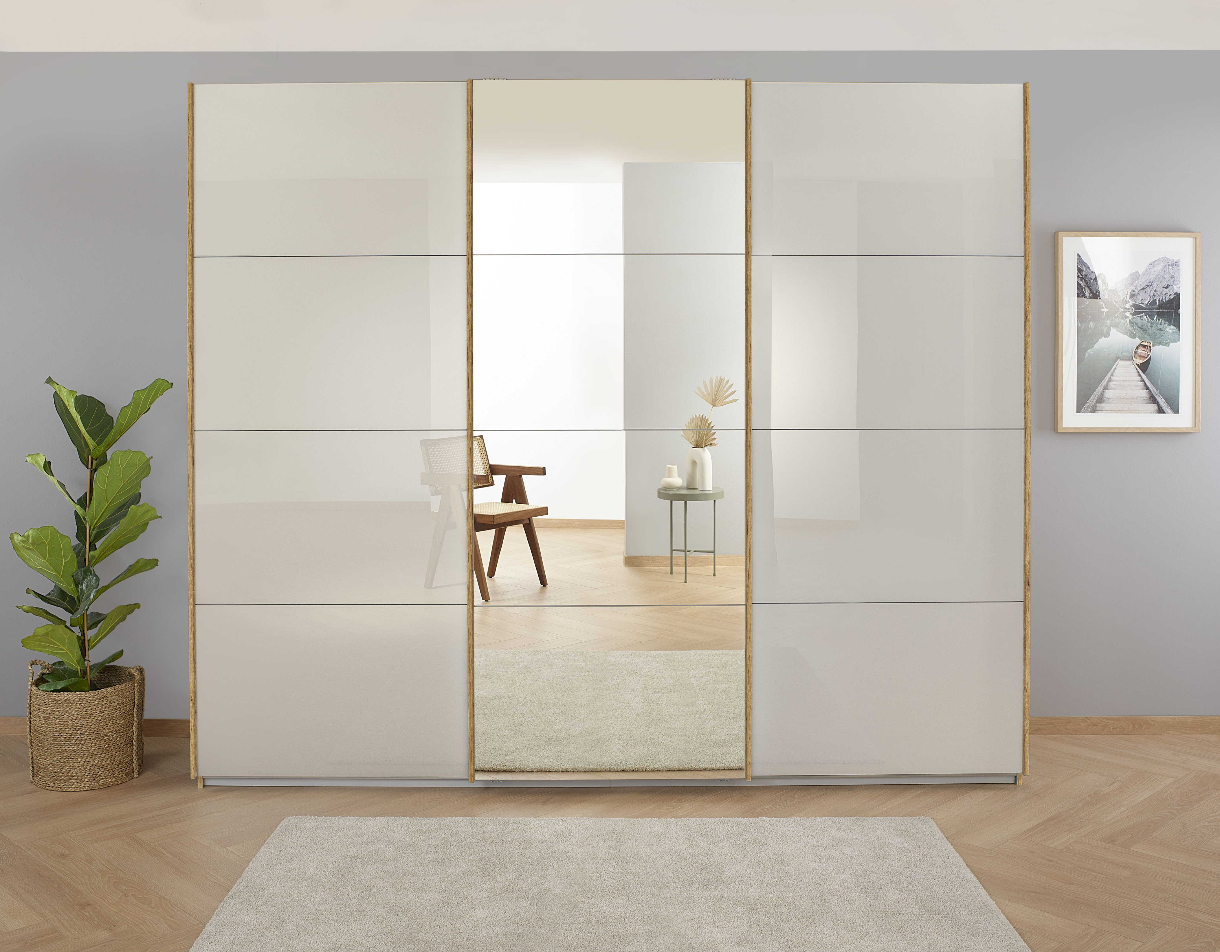 OTTO home "Mehrzweckschrank Aktenschrank Möbel Mietswohnung Schlafzimmer KOLUNA" 3 Ausstattungen BASIC/CLASSIC/PREMIUM (inkl. SOFT-CLOSE-FUNKTION), Breiten 203/271/315/360 cm Höhen 210/229 Glas-Front MADE IN GERMANY