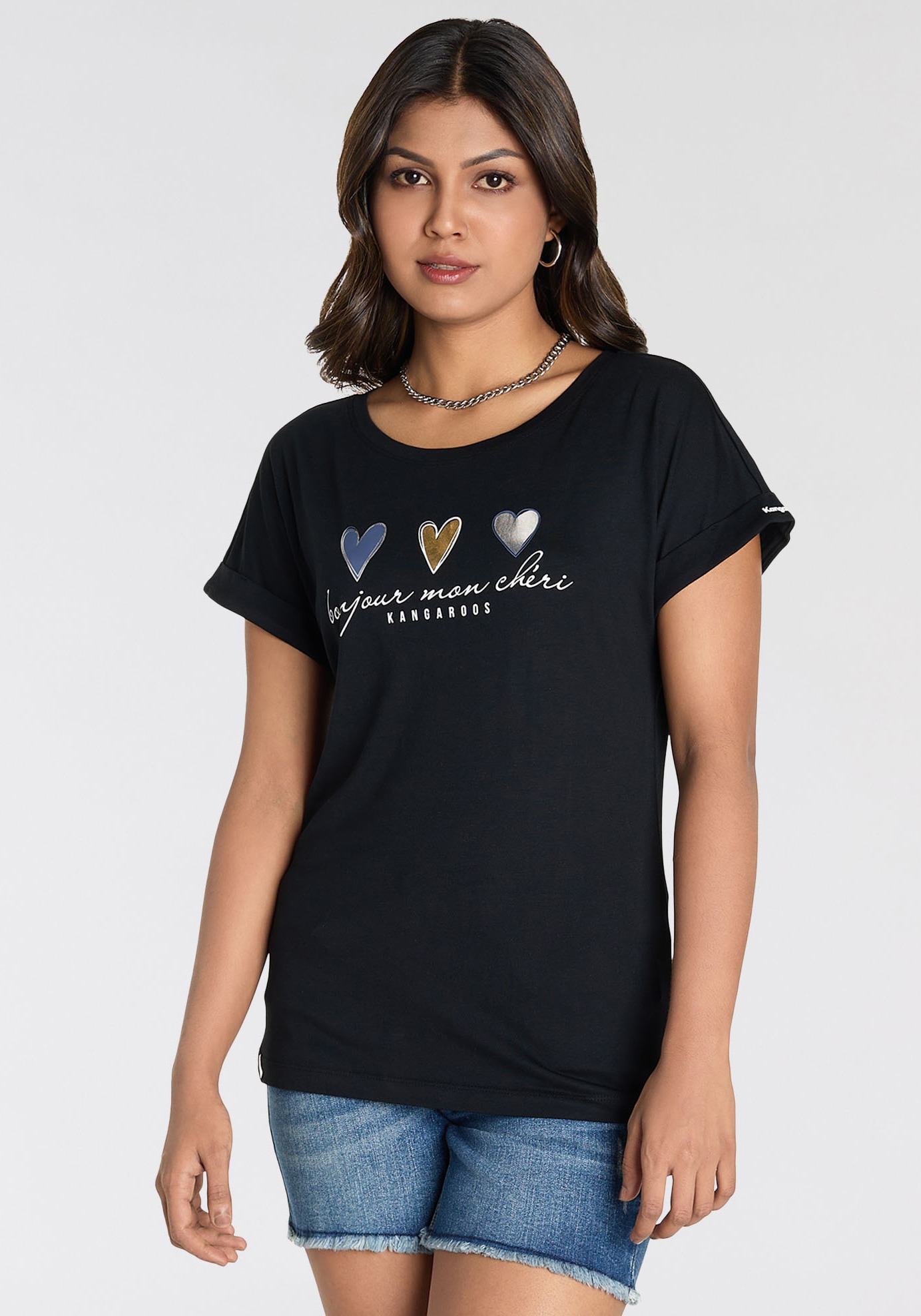 KangaROOS Kurzarmshirt su subtilus Herz-Logodruc...