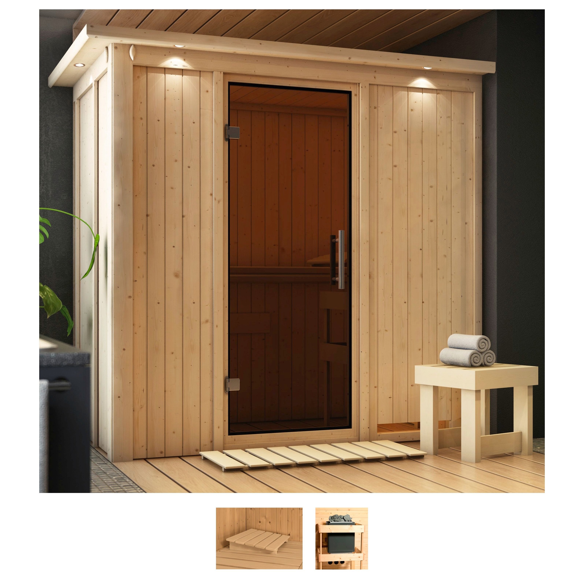 KARIBU Sauna "Vada", ohne Ofen, (ohne Ofen), beige, Saunen, ohne Ofen