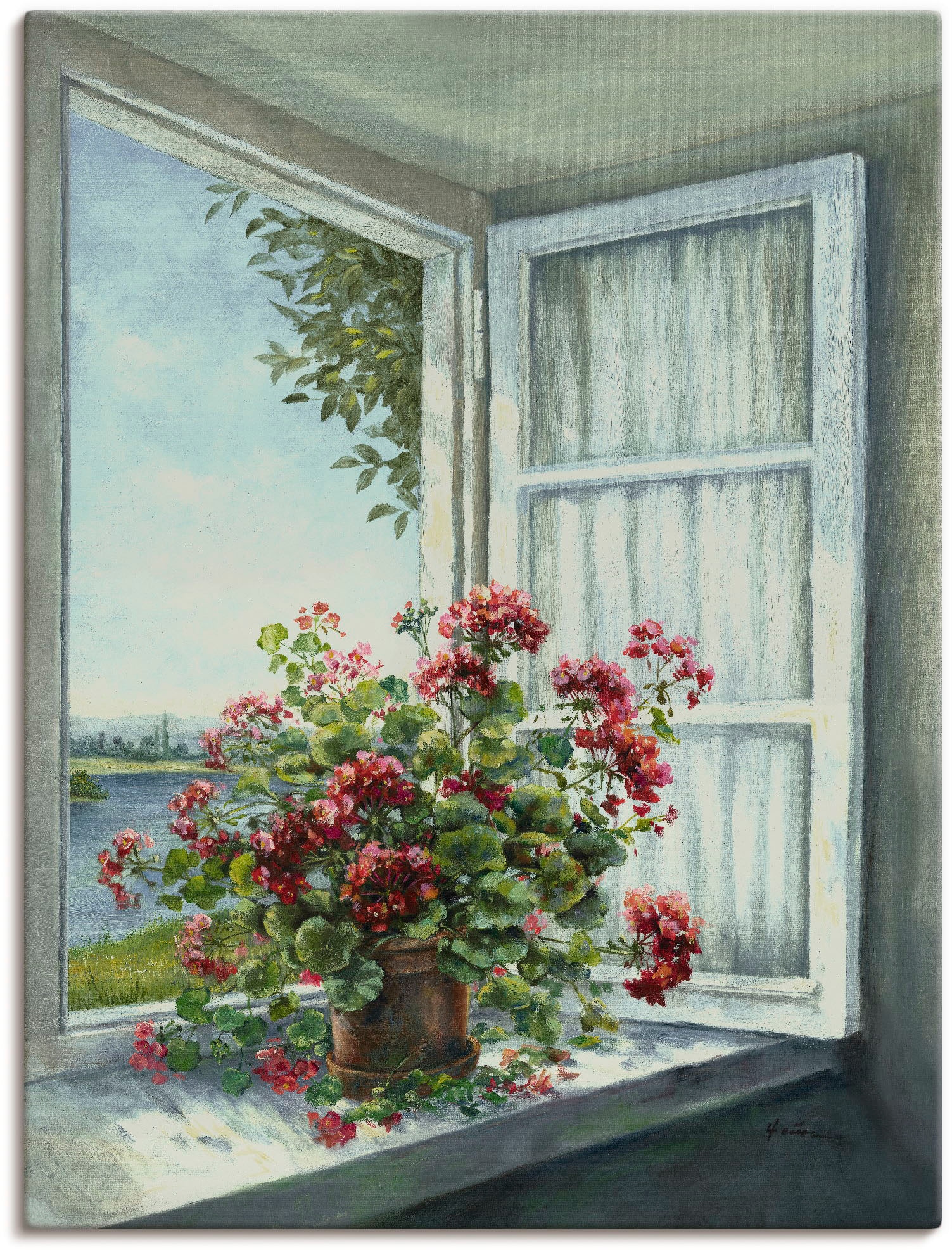 Artland Wandbild "Geranien am Fenster", Blumen, (1 St.), als Alubild, Outdo günstig online kaufen