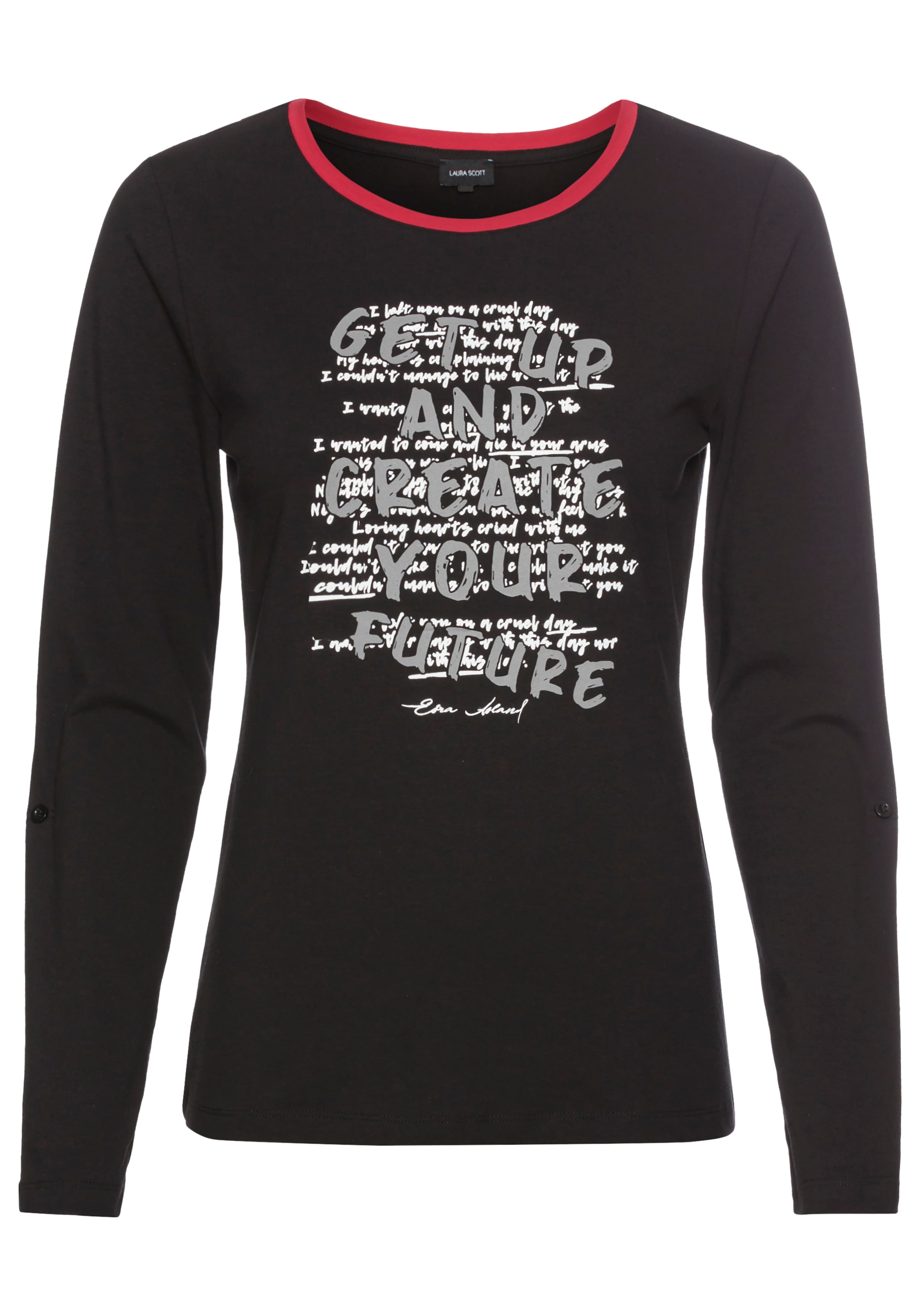 Laura Scott 3/4-Arm-Shirt, mit modischem Frontprint & farbigen Details