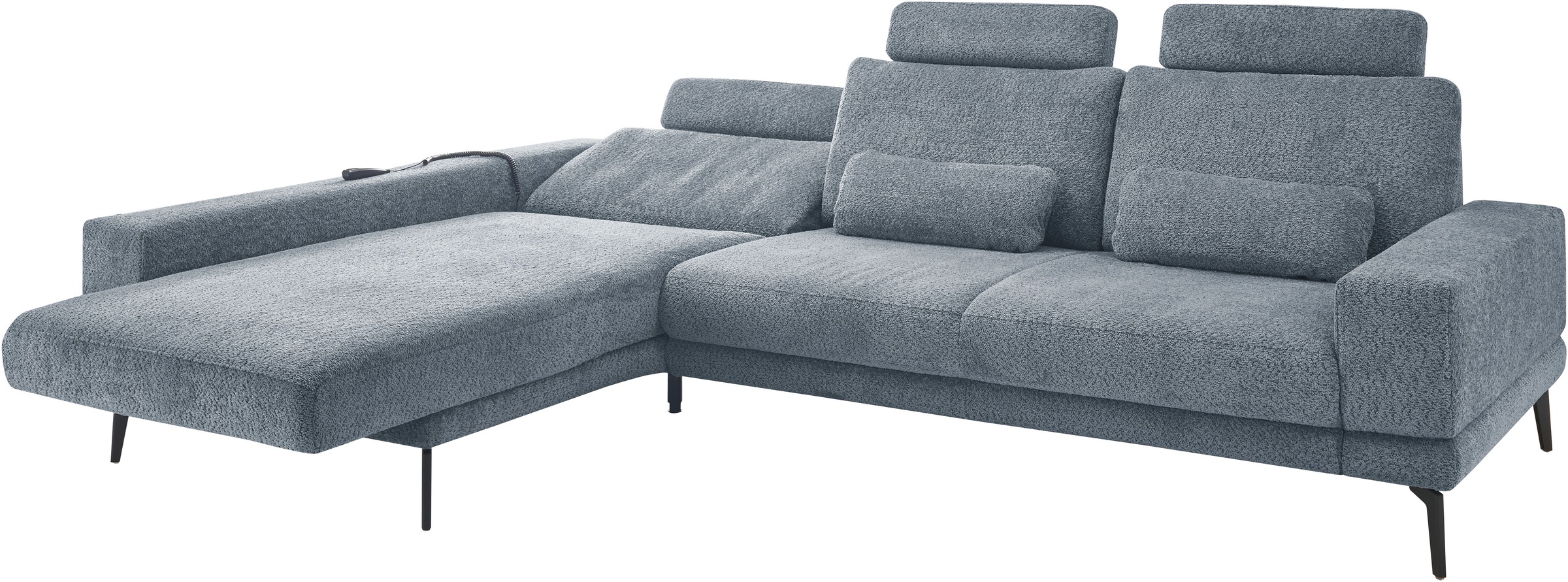 set one by Musterring Ecksofa »SO 3600, inkl motor. Sitztiefenverstellung, Kopfstützen, Nierenkissen«, Sitzhöhe 42 cm, Federkern, Breite 293 x Tiefe 180 cm, Kama blue