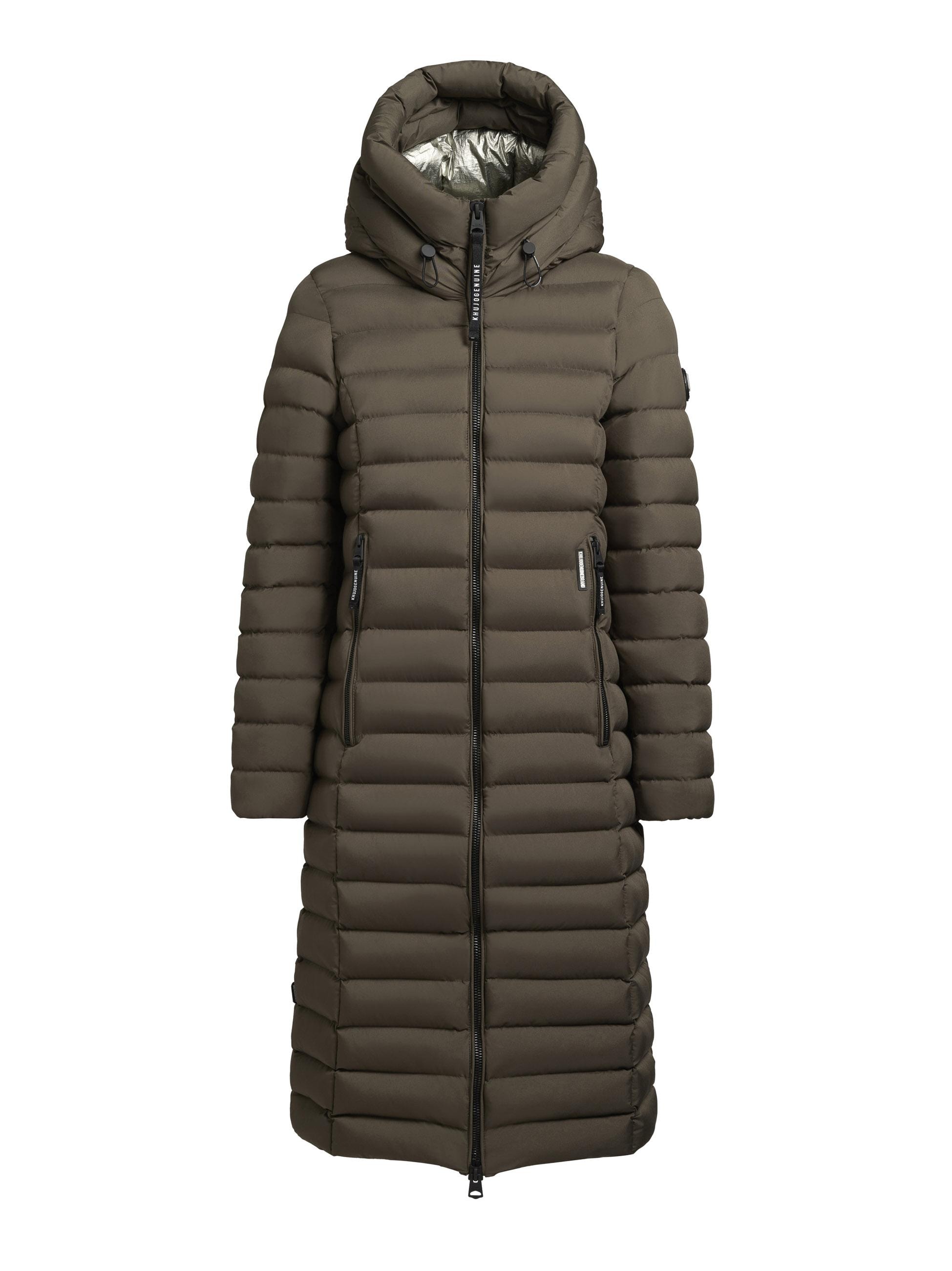 khujo Steppjacke »Imes-YM«, mit Kapuze, Steppmantel mit hohem Kragen und silbrig glänzendem Innenfutter