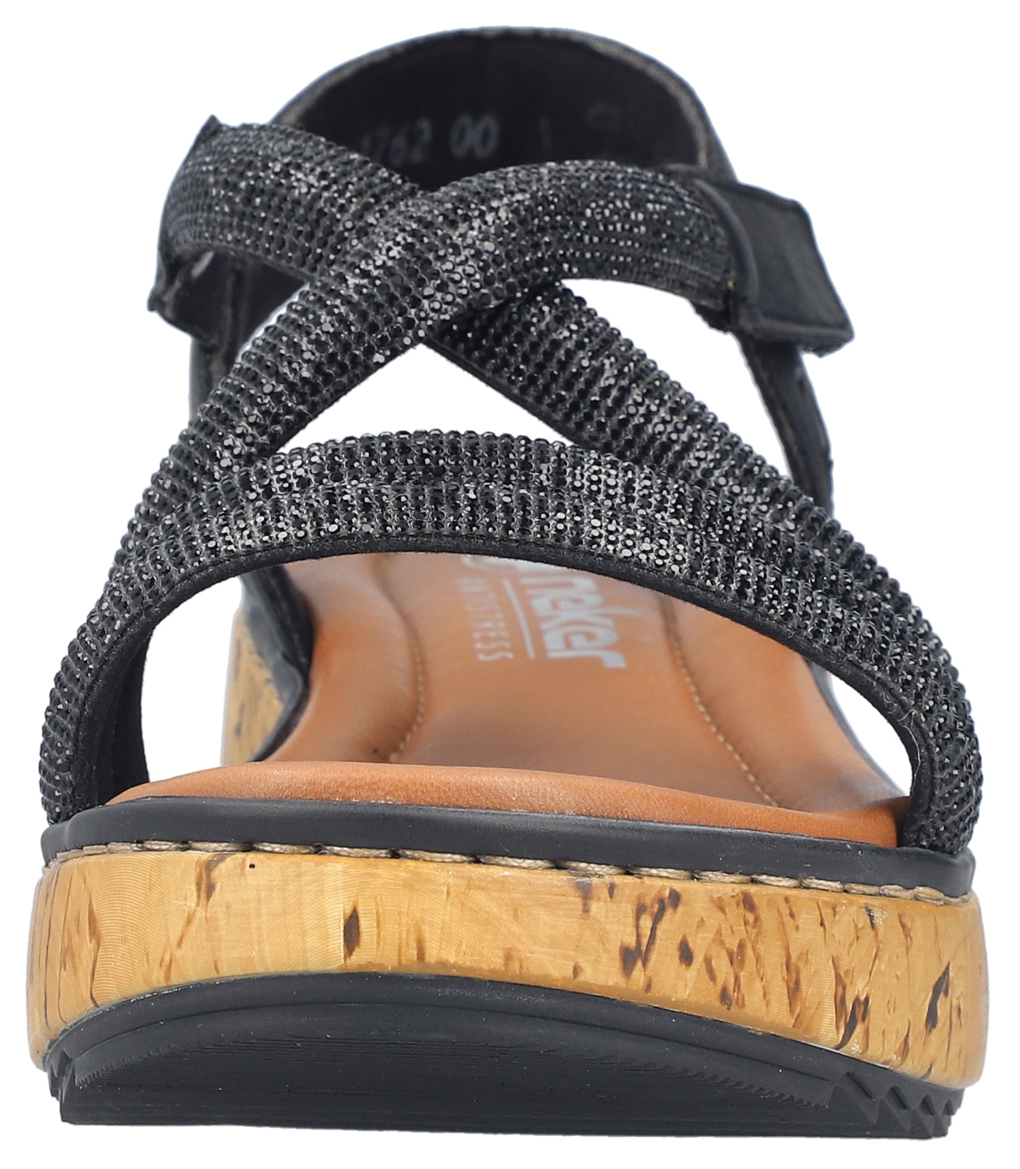 Rieker Sandale  Keilsandale, Plateausandalette, Sommerschuh mit Glitzersteine