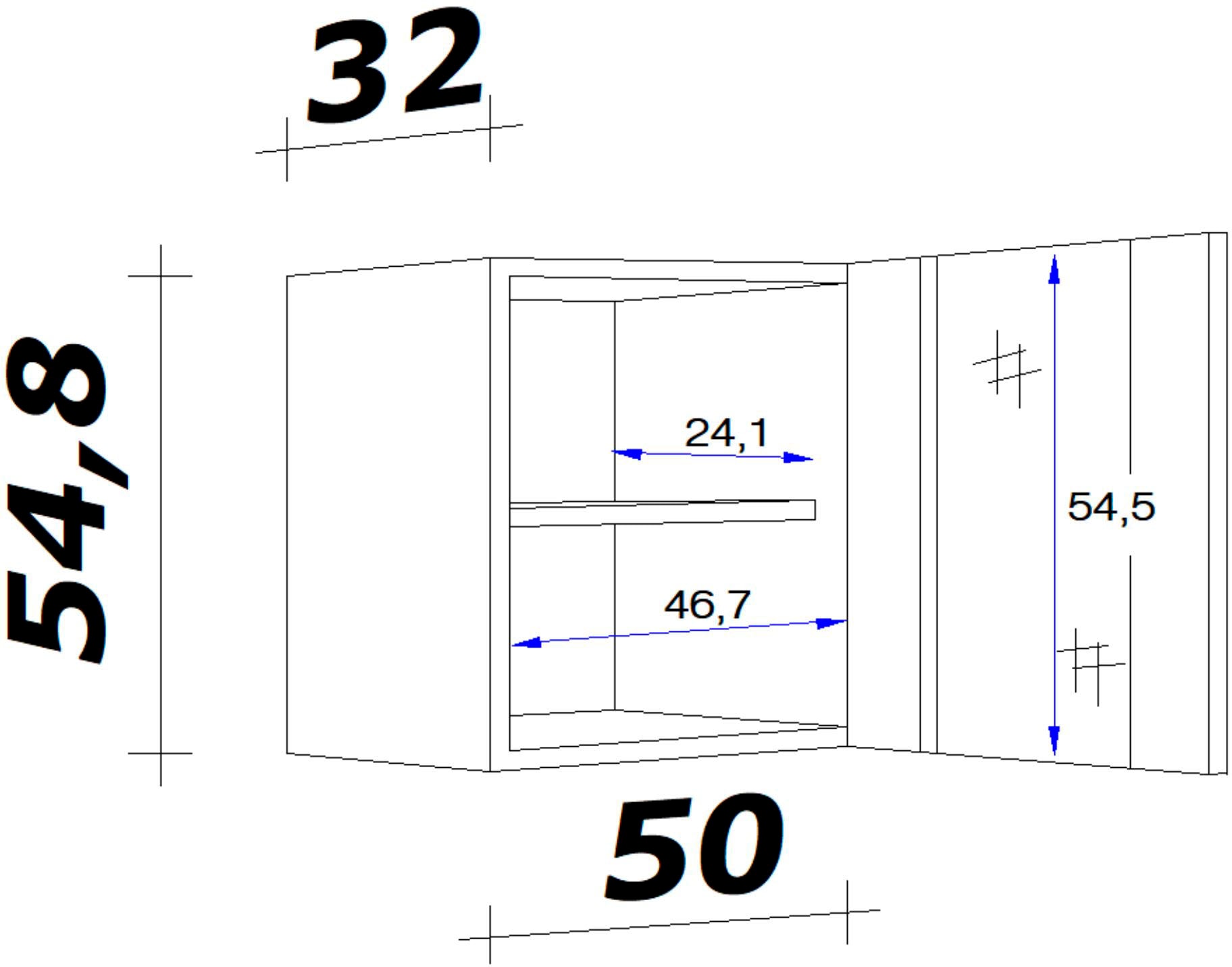 32 x x mit x BAUR 50 cm, Flex-Well T) x »Wito«, 54,8 Glashängeschrank Stollenglastüren bestellen H | (B