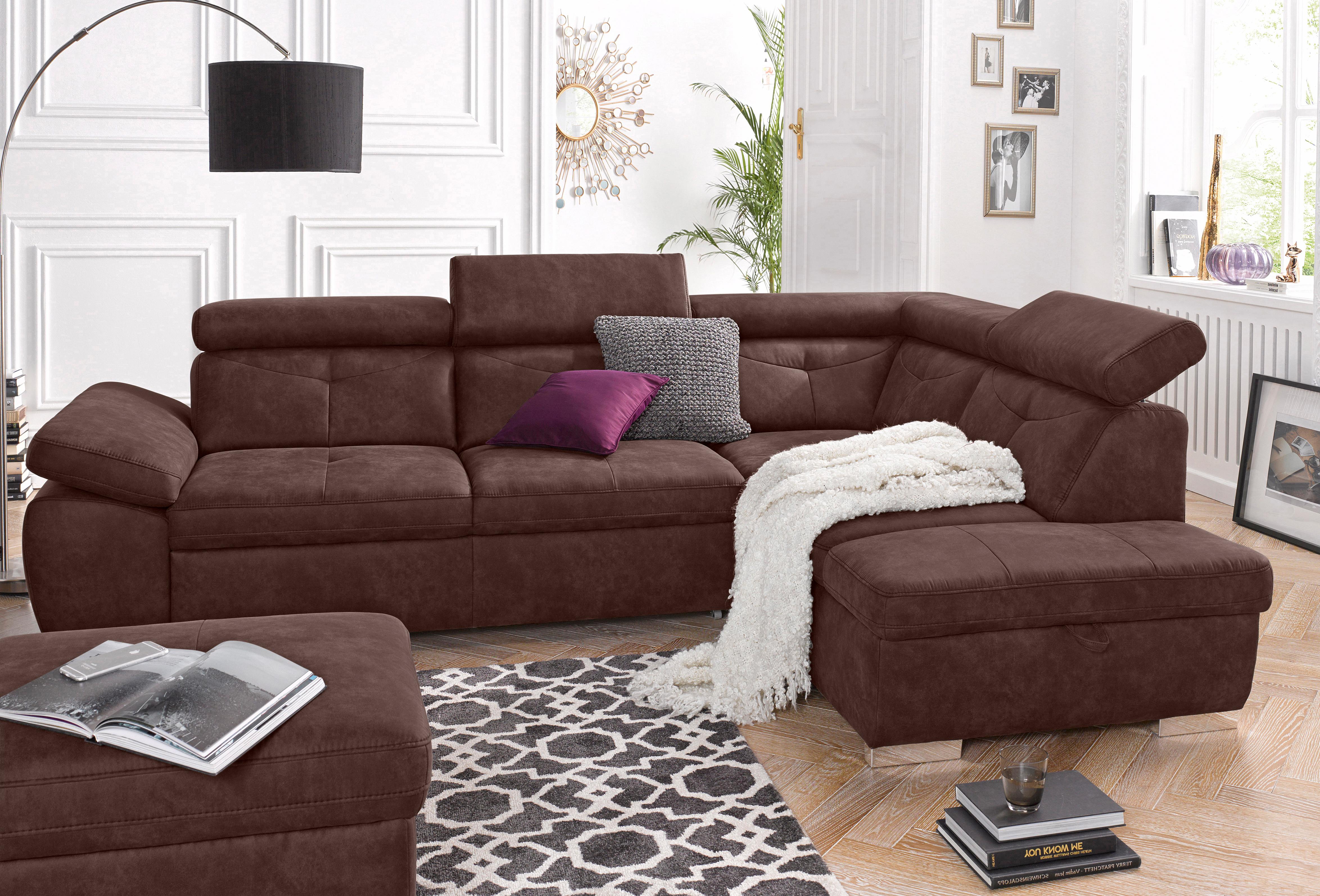 exxpo - sofa fashion Ecksofa "Spring, super bequem und komfortabel mit Armteil- und Kopfteilfunktion" aus Luxus-Microfaser +Simply Clean - für besonders einfache Reinigung